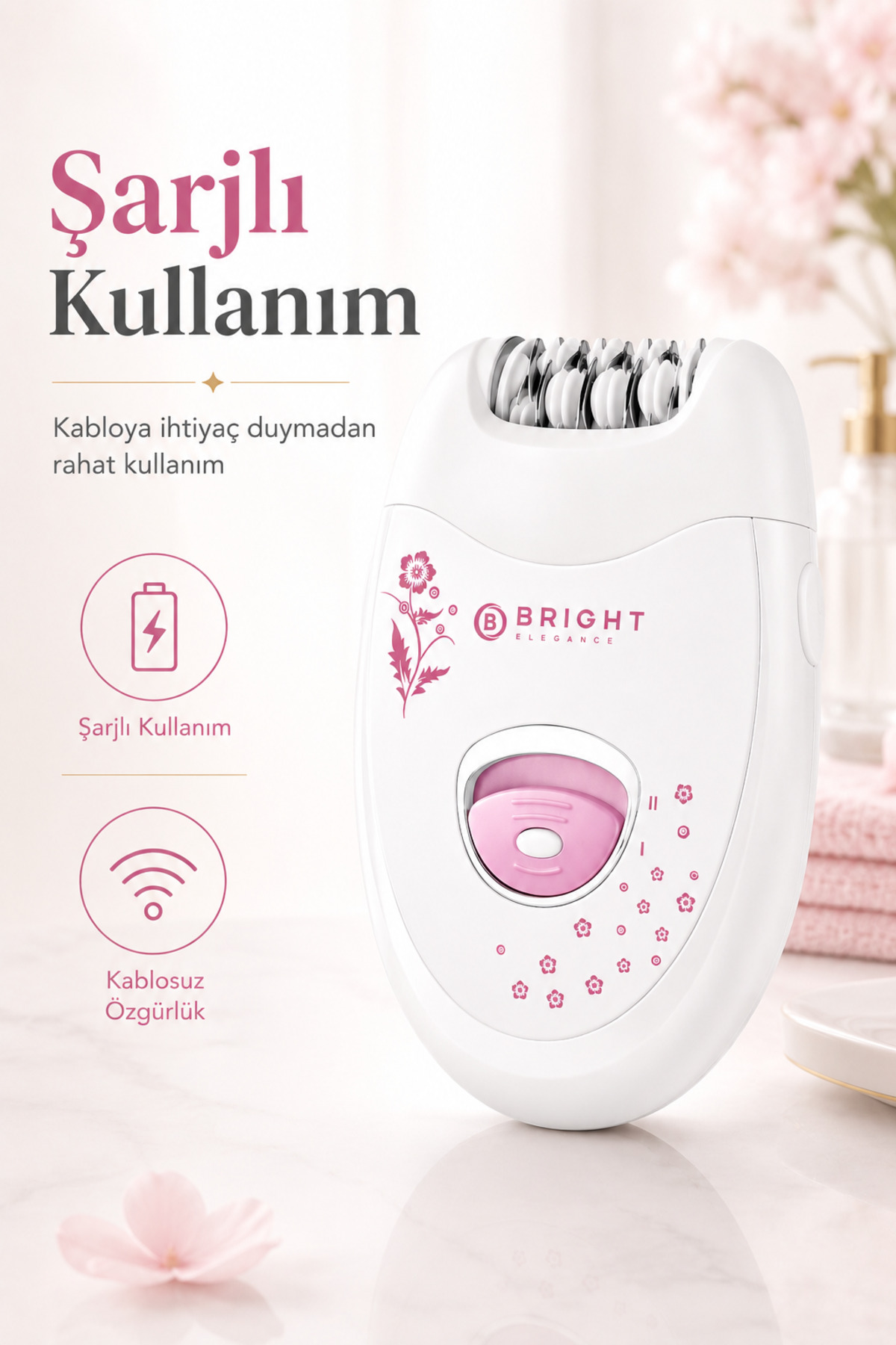 BE-1196 Kablolu / Kablosuz Şarjlı 2 Kademe 18 Çift Cımbız Epilasyon Aleti BEYAZ — تصویر 8 از 8
