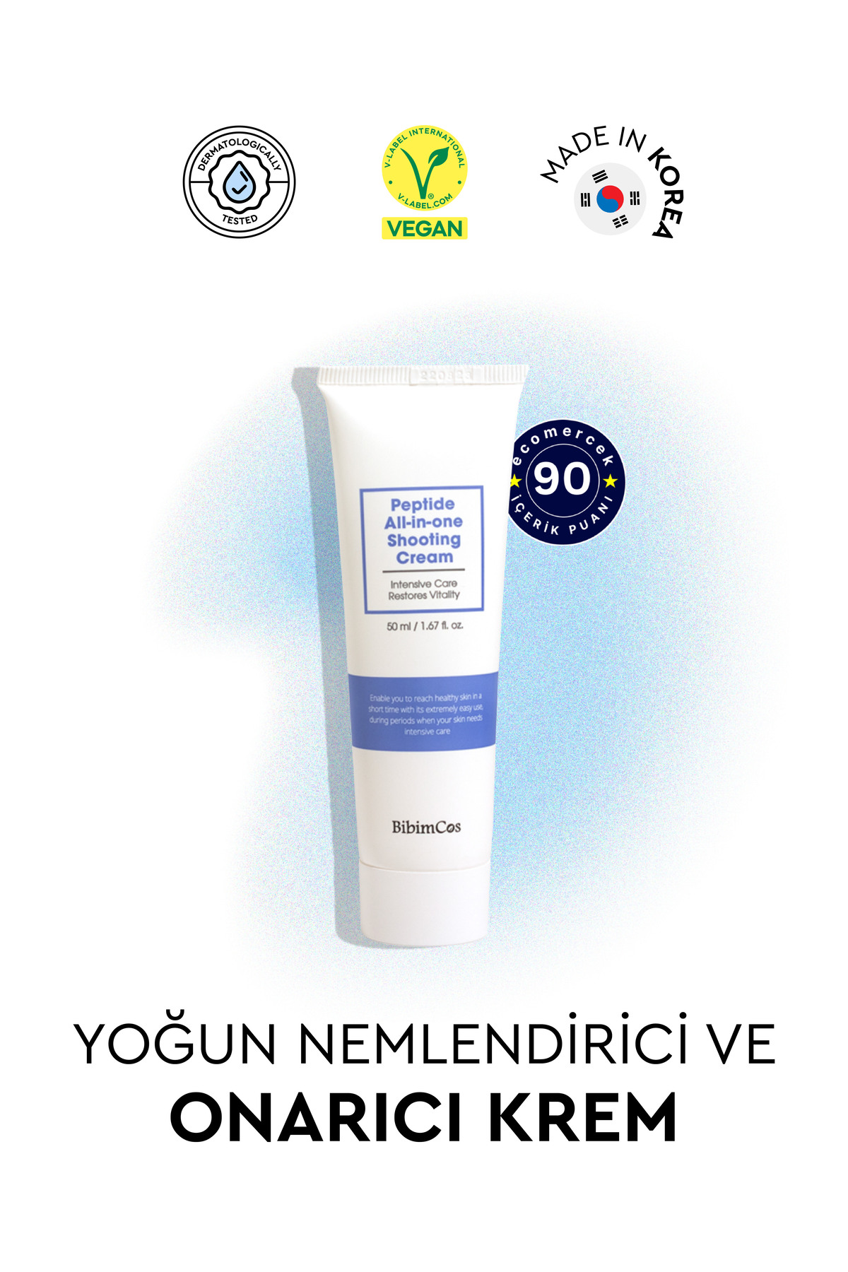 Bibimcos Peptide All-In-One Shooting Cream 50ml - Yoğun Nemlendirici Peptitli Krem — 2204130