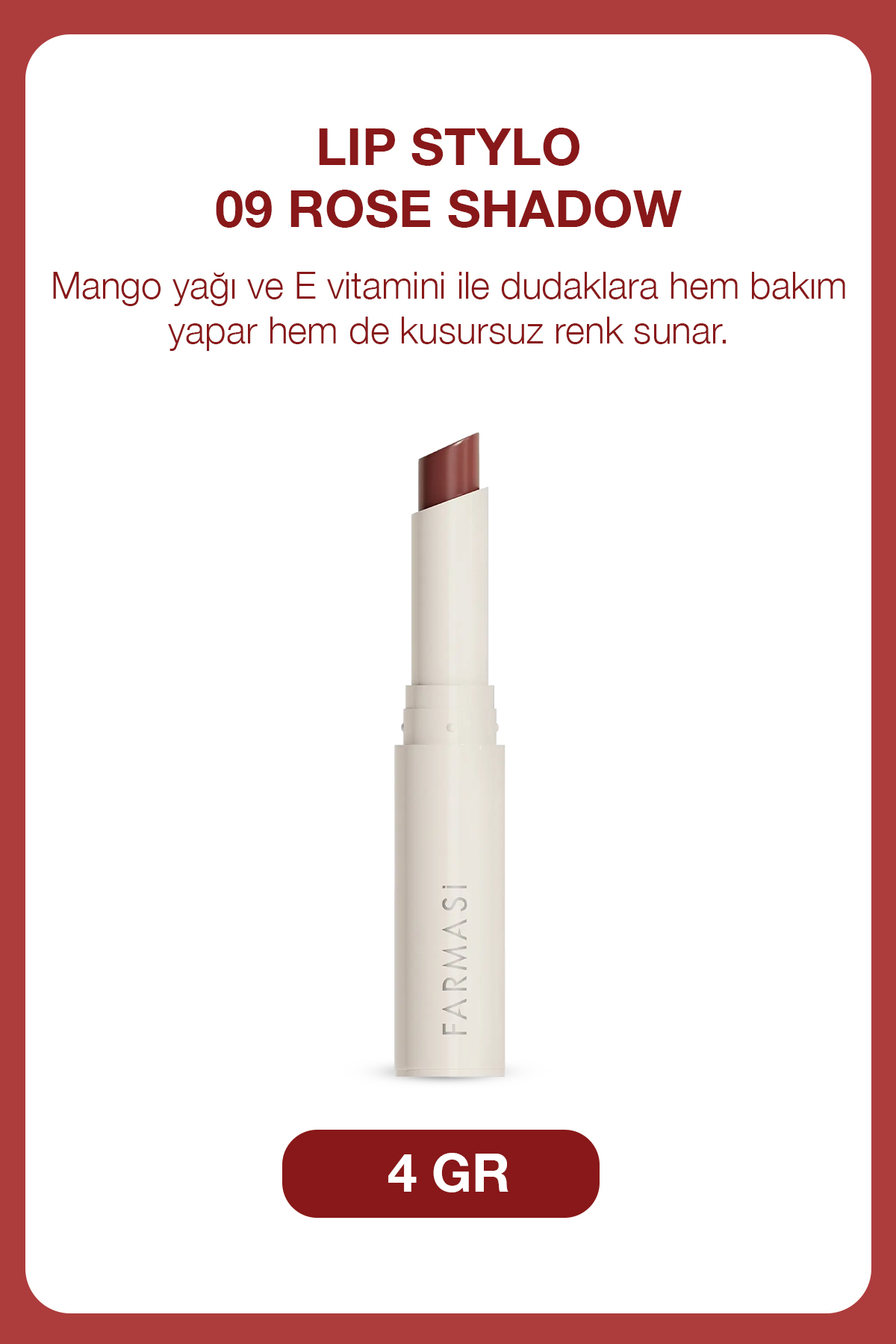 Farmasi Lip Stylo - 09 Rose Shadow — زرشکی lipstylo