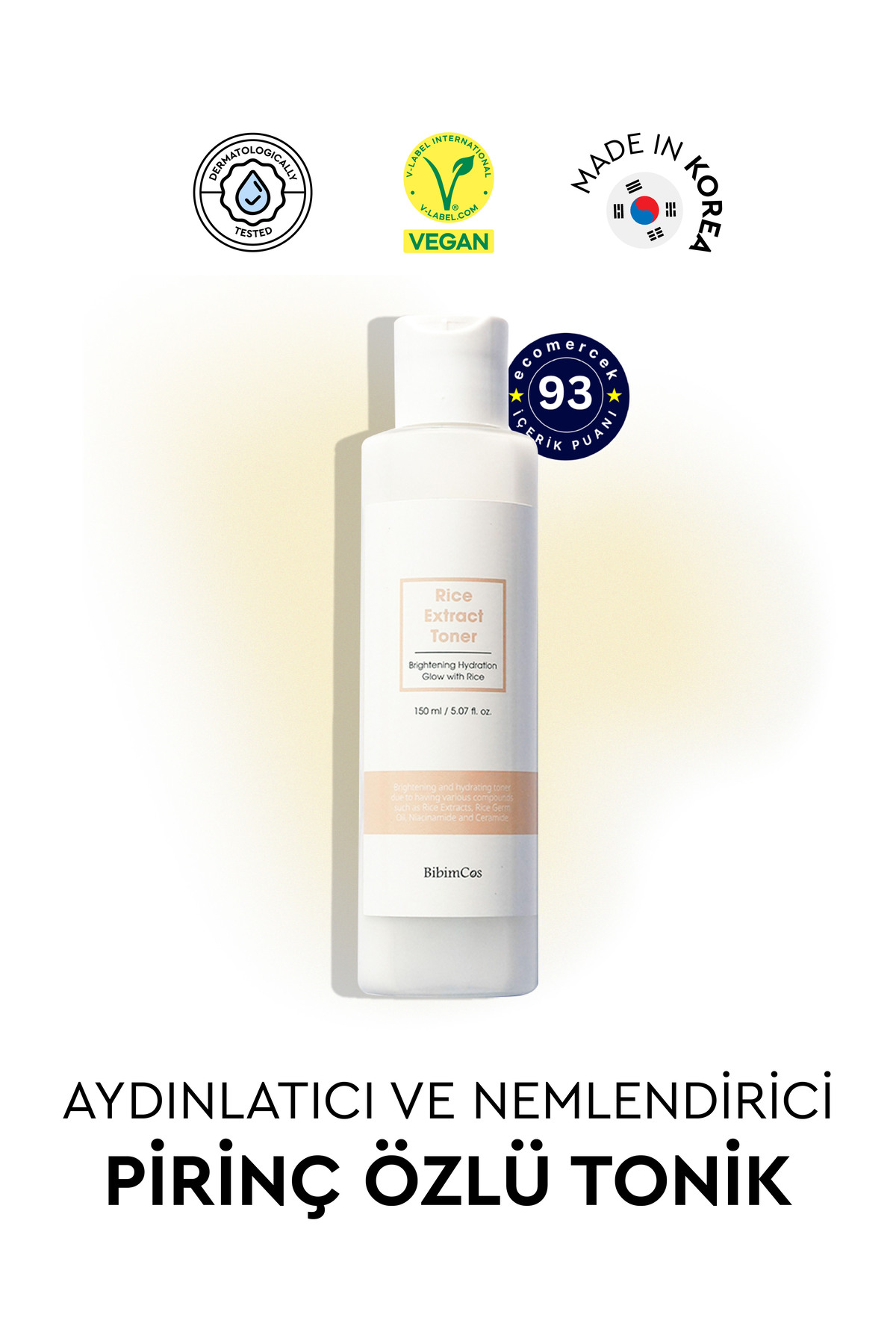 Bibimcos Rice Extract Toner 150ml - Aydınlatıcı & Nemlendirici Pirinç Toniği — 2204220