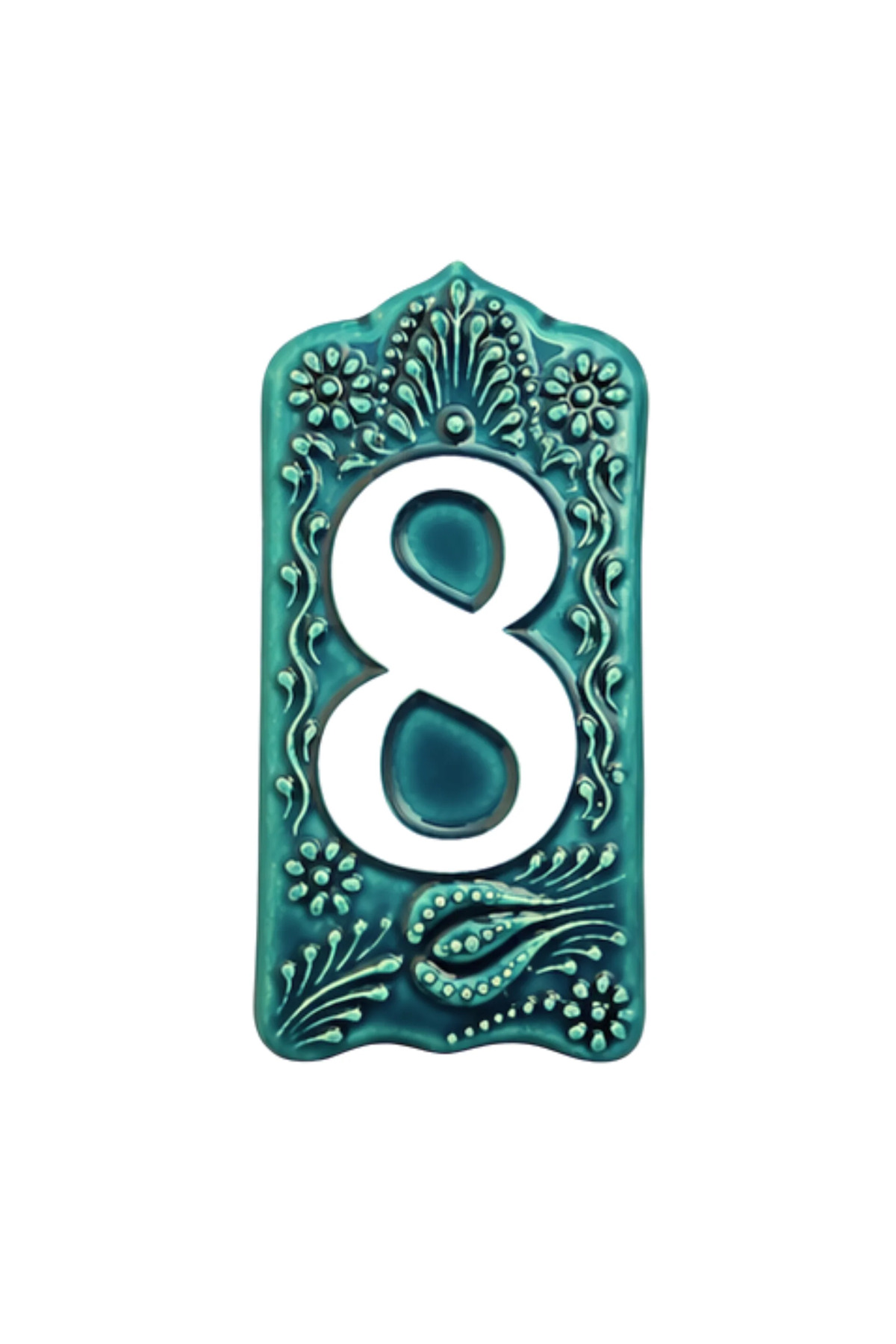 Tulip Patterned Ceramic Door Number 0-9 | Outdoor Durable
