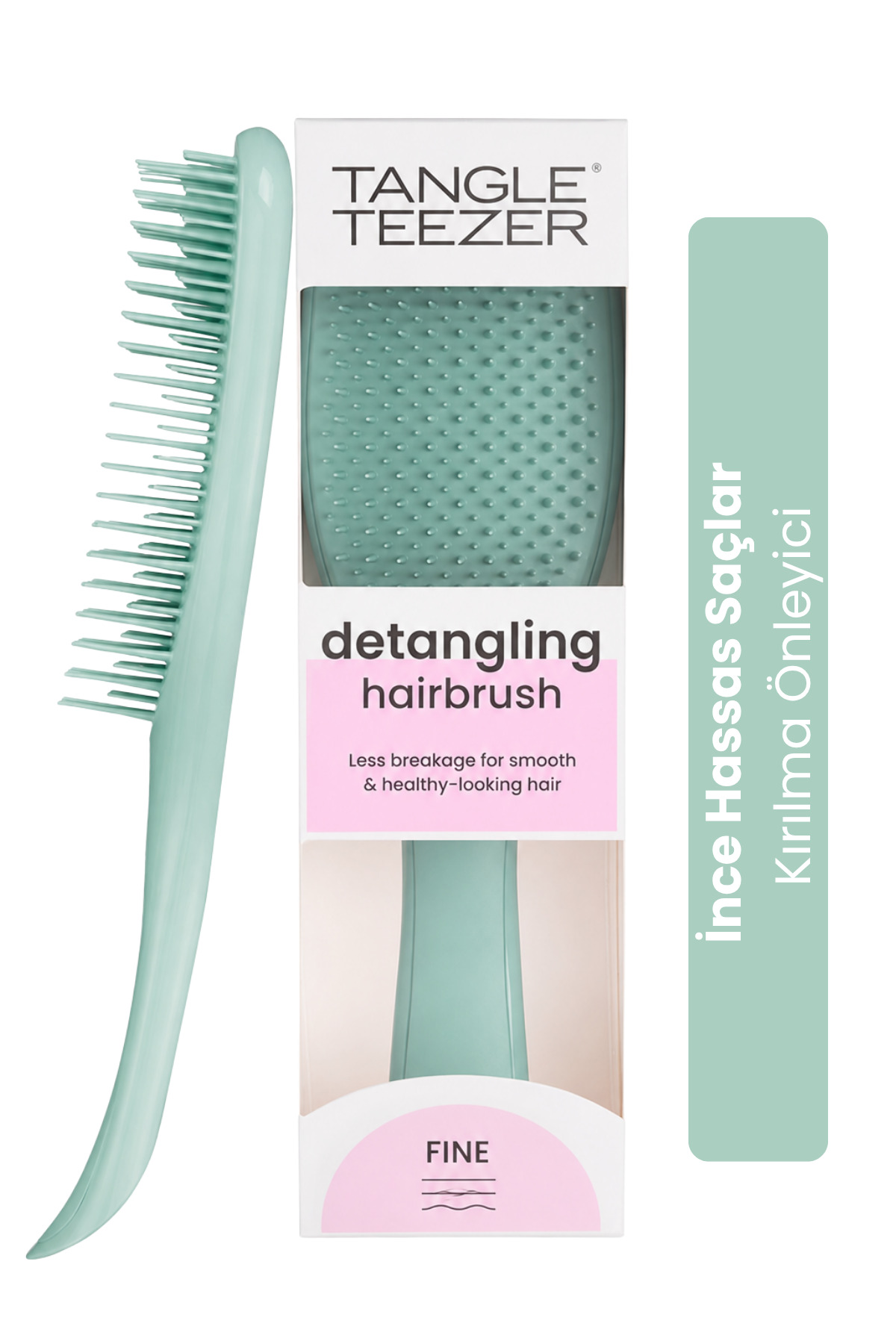 Tangle Teezer گیره تیزر شانه ضد گره خوردگی و شکنندگی موی نازک و شکننده به رنگ فیروزه‌ای تیره، مخصوص موهای نازک و ظریف — سبز ۱۰۱۷