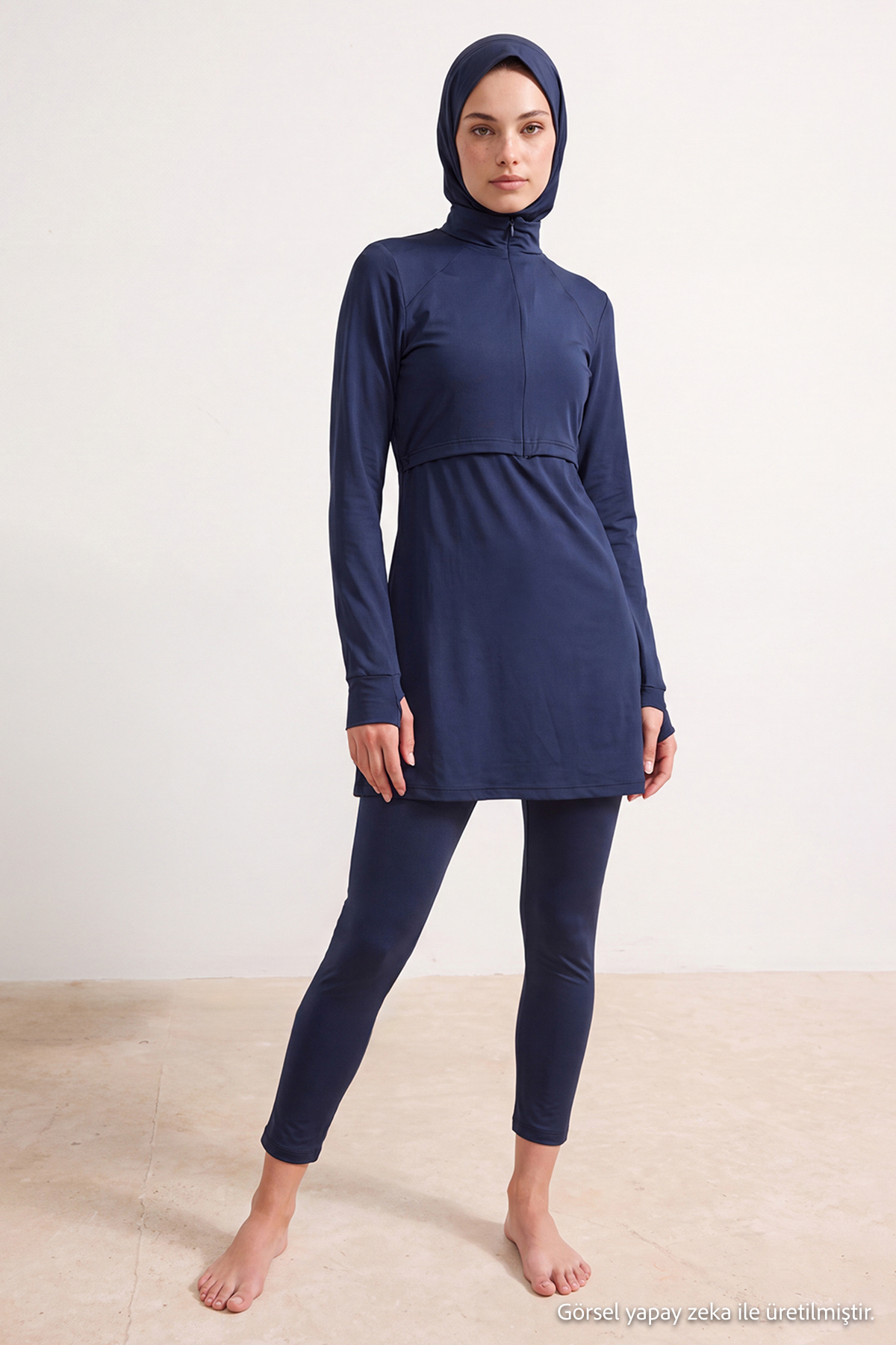 Trendyol Modest Темно-синій комплект купальників з довгим рукавом Performance...