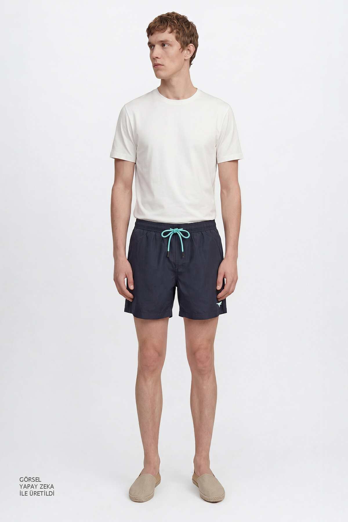 AC&Co / Altınyıldız Classics Men's Navy Blue Quick Dry Side Pockets Patterned Standard Fit Regular Cut Swim Shorts Swimwear
