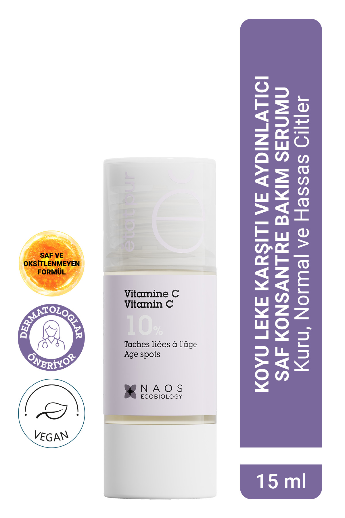 Etat Pur Pure Active Saf Vitamin C %10 Koyu Leke ve Yaşlanma Karşıtı Aydınlatıcı Konsantre Bakım Serumu 15ML — 3461028301000