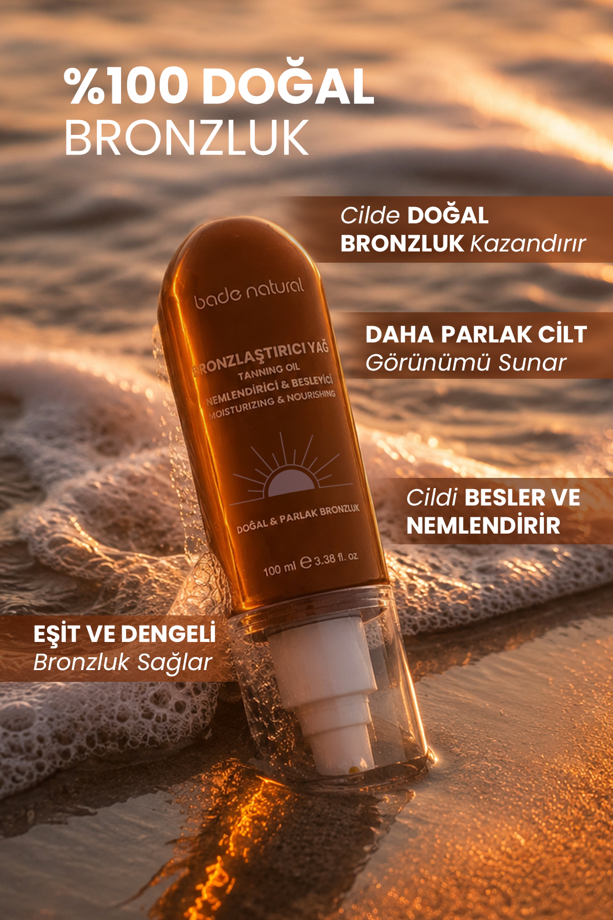 Bronzlaştırıcı Ve Nemlendirici Güneş Yağı %100 Doğal 100 ml — BN-012 — تصویر 5 از 8