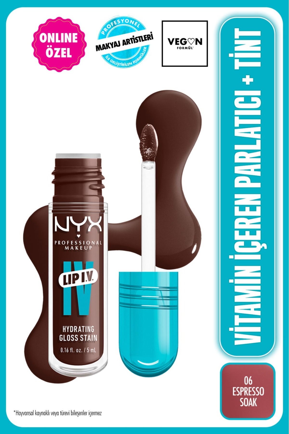 NYX Professional Makeup LIP I.V. ویتامینه حاوی براق + رنگ - 06 اسپرسو خیس کن — سرمهای NYXLIPSGLASSISH