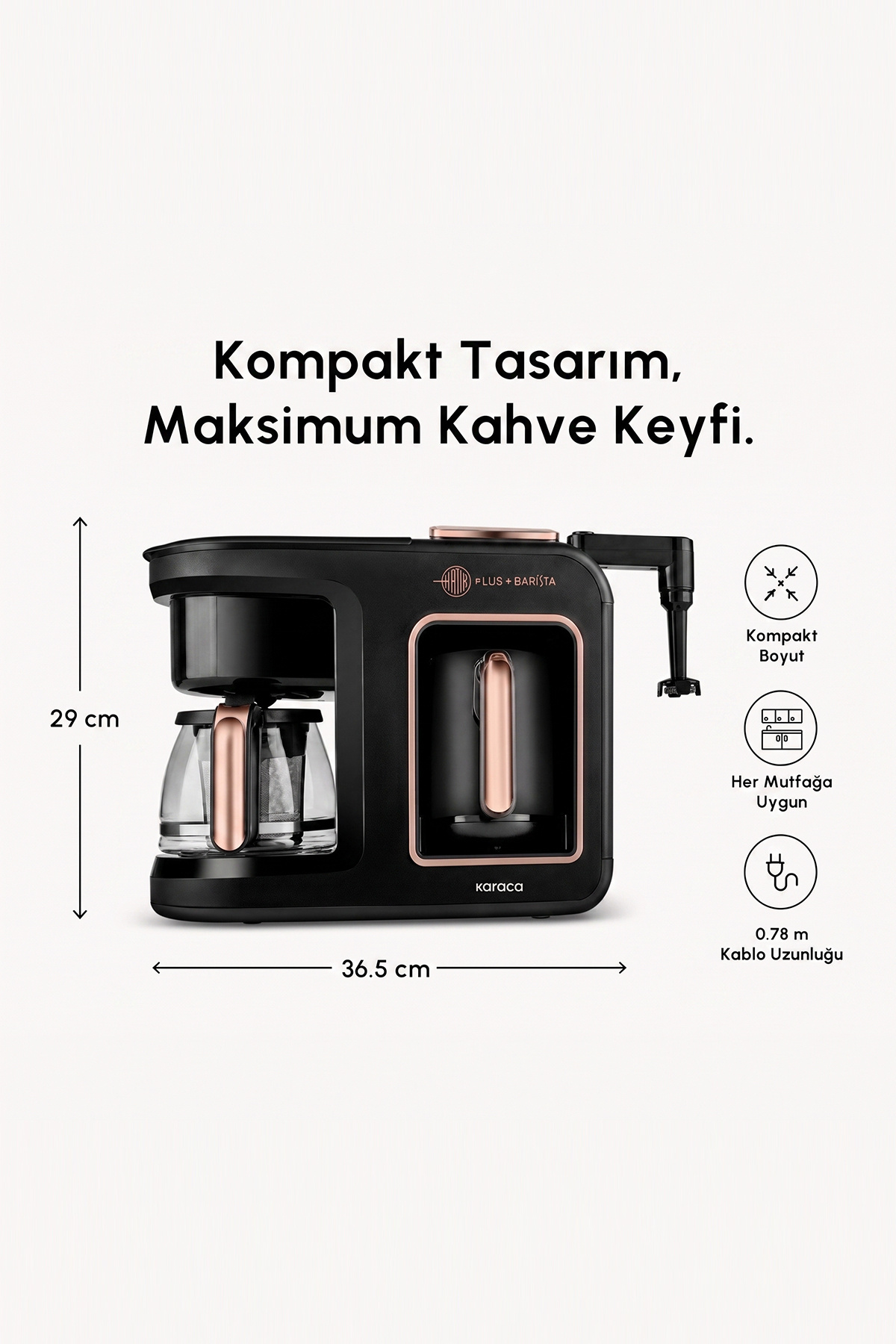 Hatır Plus Barista 6 in 1 Latte Cappucino ve Közde Türk Kahvesi Makinesi Black Copper 2