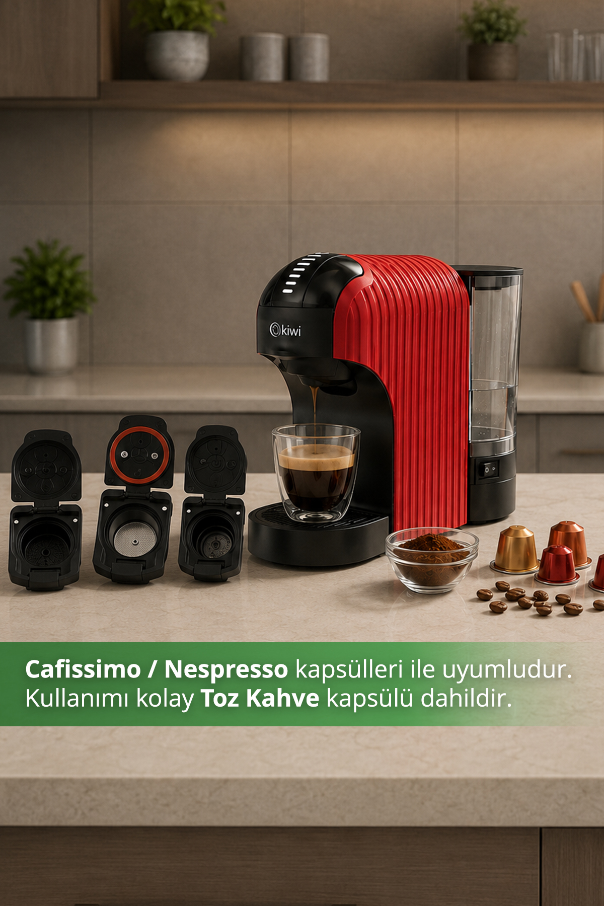 Kcm-7597 Multikapsül Kahve Makinesi Kırmızı Dolce Gusto/ Toz Kahve Ile Uyumlu 6