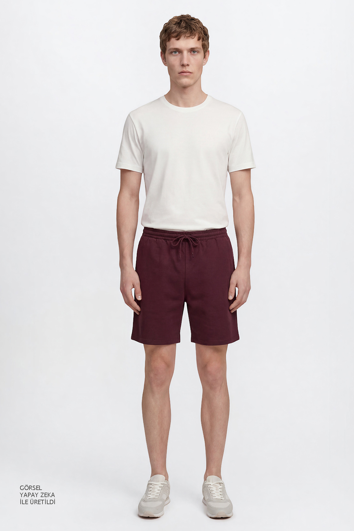 AC&Co / Altınyıldız Classics Erkek Bordo Pamuklu Rahat Nefes Alabilen 2 İplik Cepli Örme Spor Standart Fit Şort