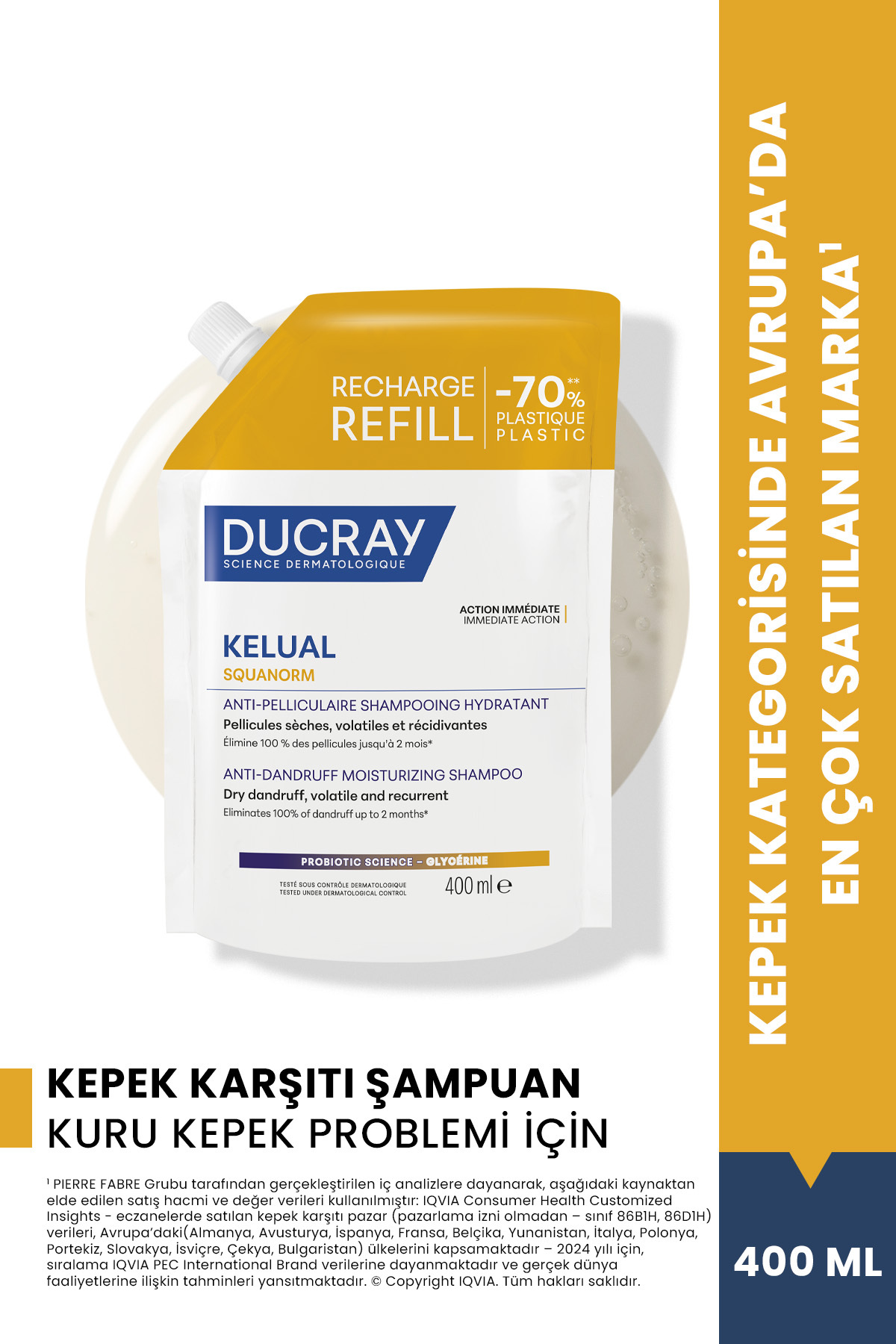 Ducray Kelual Squanorm Kuru Saçlar için Kepek Karşıtı Şampuan Refill 400 ml — 743127