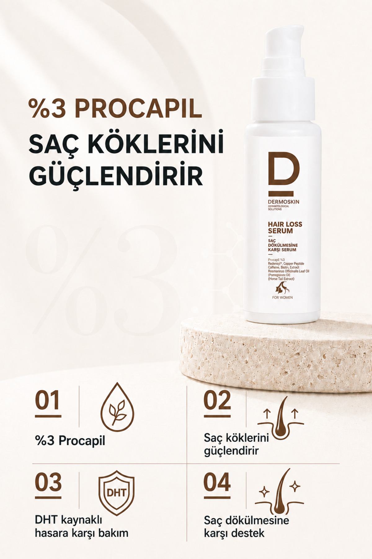 Saç Bakım Serumu (Kadın) | Saç Dökülme Karşıtı Serum | Kadın Saç Bakımı | Keratin Saç Bakımı | 50 ml — 8697796003241 — تصویر 3 از 8