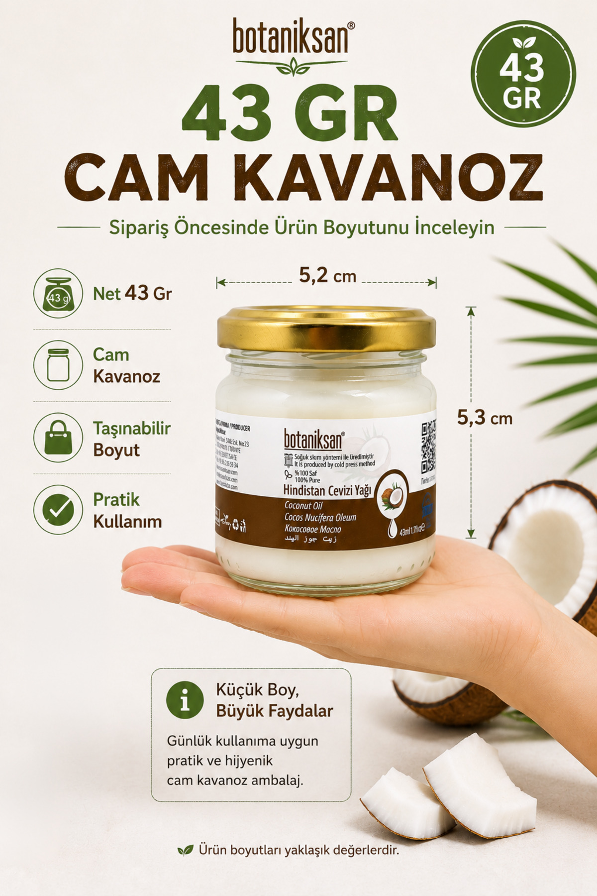 Hindistan Cevizi Yağı 43gr Soğuk Sıkım, Saf, Doğal, Katkısız — HİNDİSTAN CEVİZİ YAĞI 43GR — تصویر 7 از 8