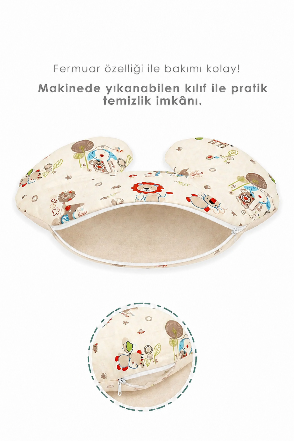Kılıf, Çift Taraflı Emzirme Yastığı Kılıfı/bebek Destek Minderi Kılıfı,pamuklu Kumaş,Animal Desen 2