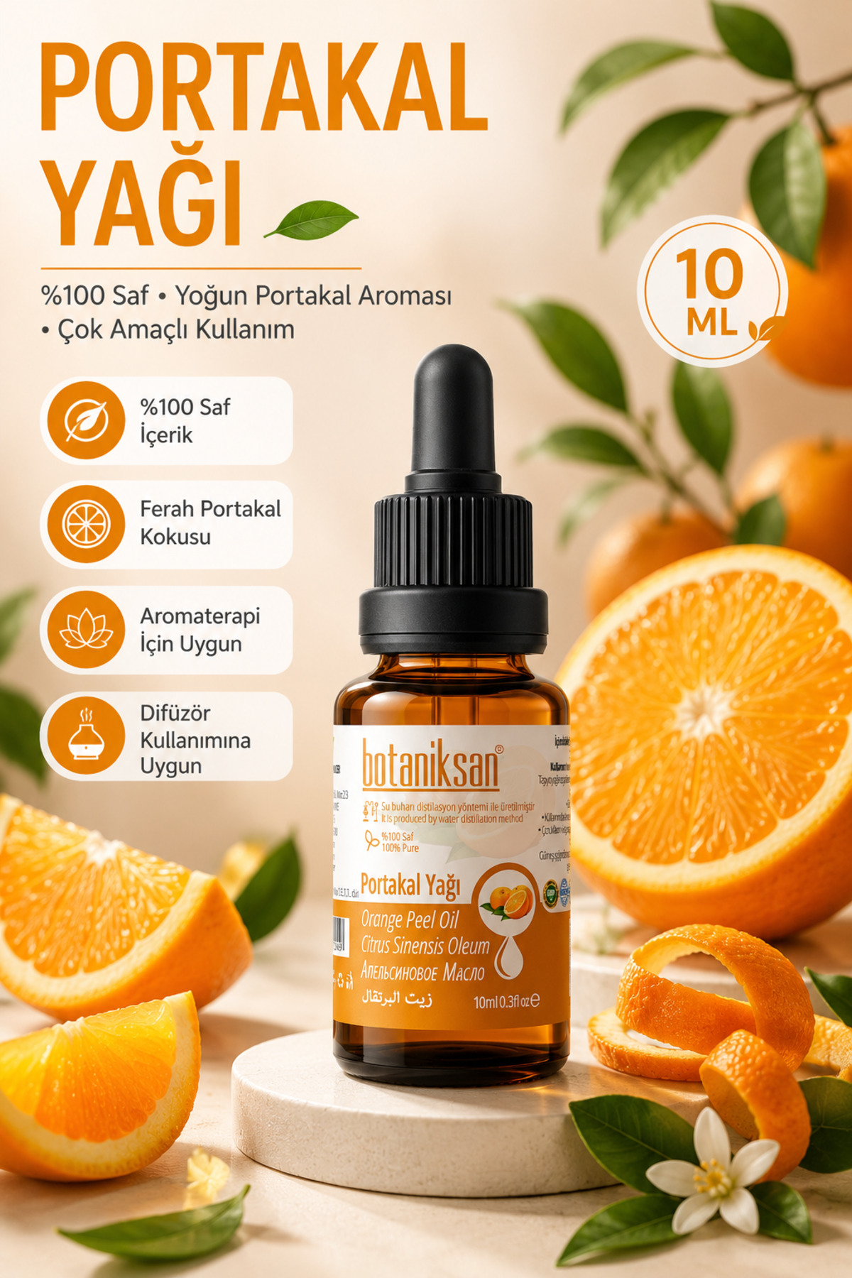 Portakal Yağı 10ml Distilasyon Saf Doğal Katkısız — PORTAKAL YAĞI 10ML — تصویر 1 از 8