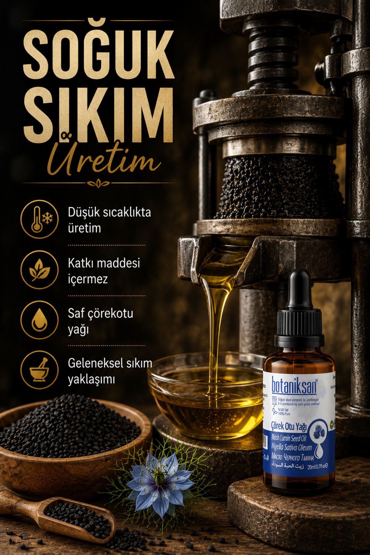 Çörekotu Yağı 20ml Soğuk Sıkım, Saf, Doğal, Katkısız — ÇÖREKOTU YAĞI 20ML — تصویر 3 از 8
