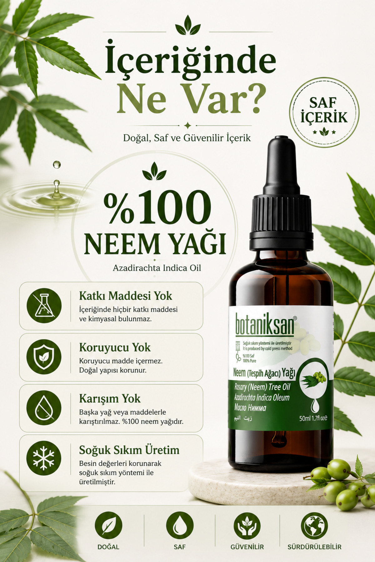 Tesbih Ağacı Neem Yağı 50 Ml Soğuk Sıkım Tesbih Ağacı Neem Yağı 50ml — TESBIHAGACIYAGI50ML — تصویر 6 از 8