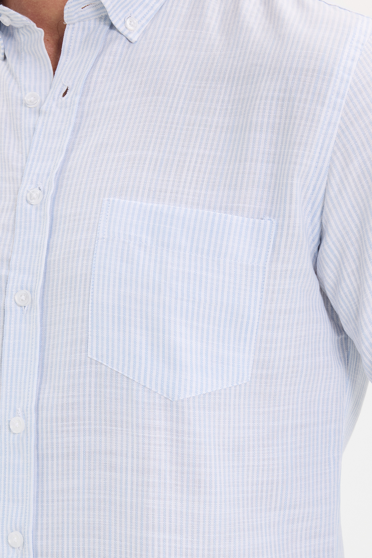 پیراهن تودورز مردانه کتان پنبه ای آبی کژوال / روزمره راه راه Slim Fit/اسلیم فیت    Slim/اسلیم فیت کژوال/روزمره | Tudors DR250031 TR - تصویر 7