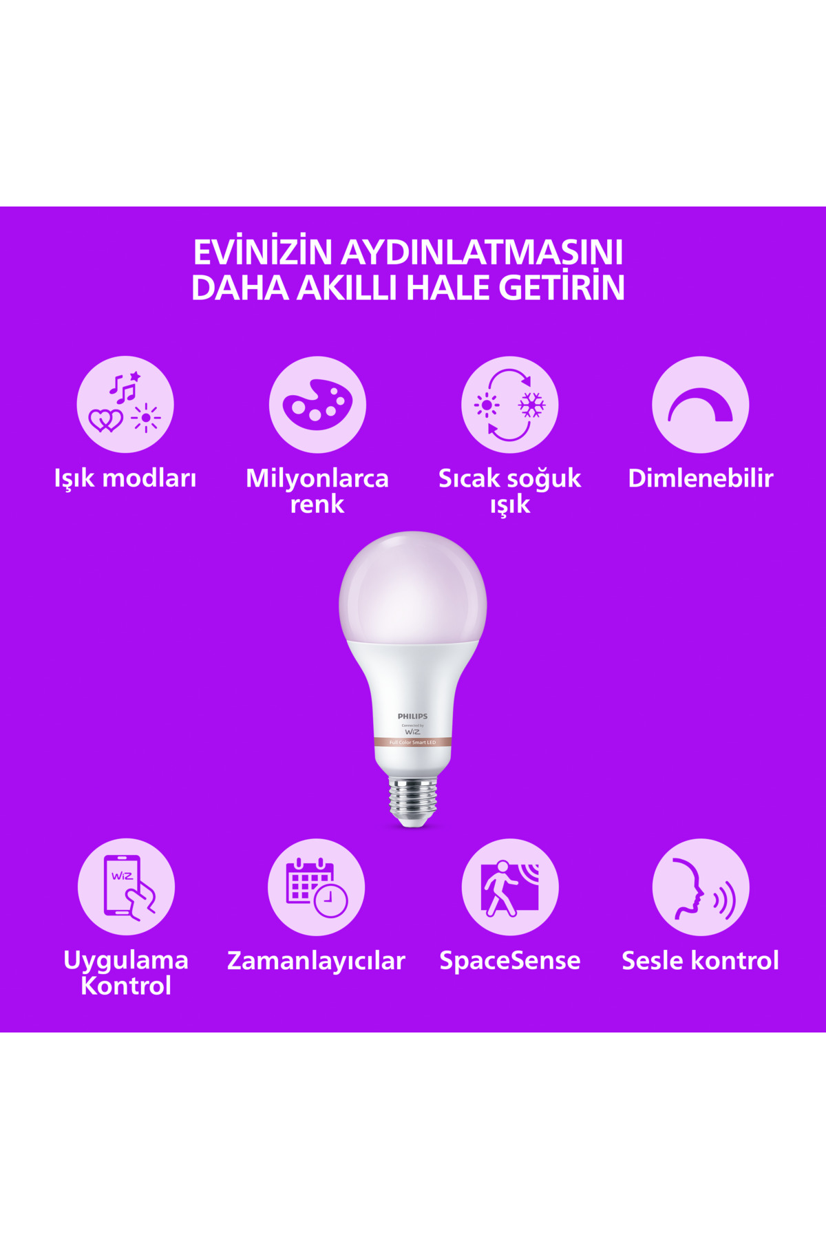 لامپ LED هوشمند A60 E27 معادل 100W RGB - سازگار با Google Home، Alexa، HomeKit و Matter
