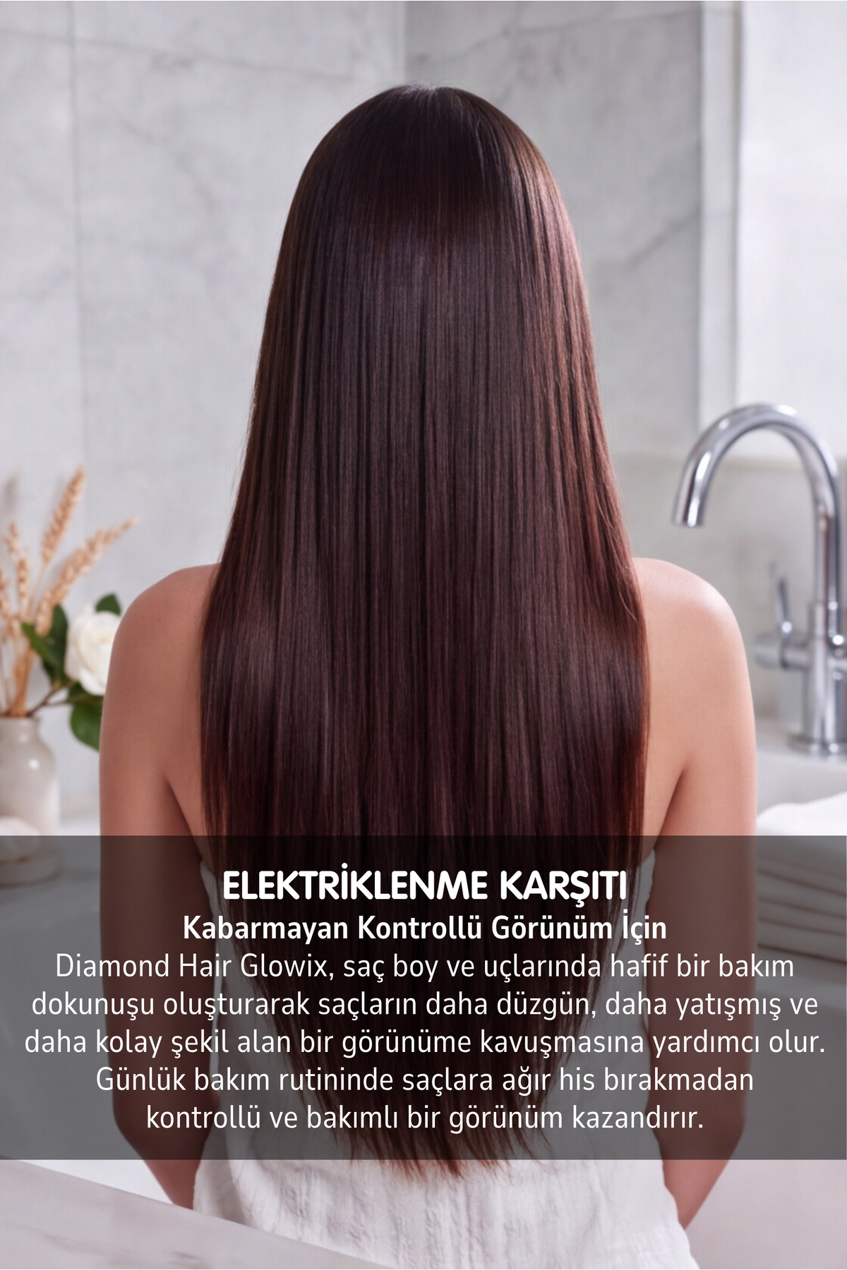GLOWIX Durulanmayan Saç Bakım Yağı Elektriklenme Karşıtı Isı Koruyucu Pürüzsüz Parlak İpeksi Saçlar — تصویر 5 از 12