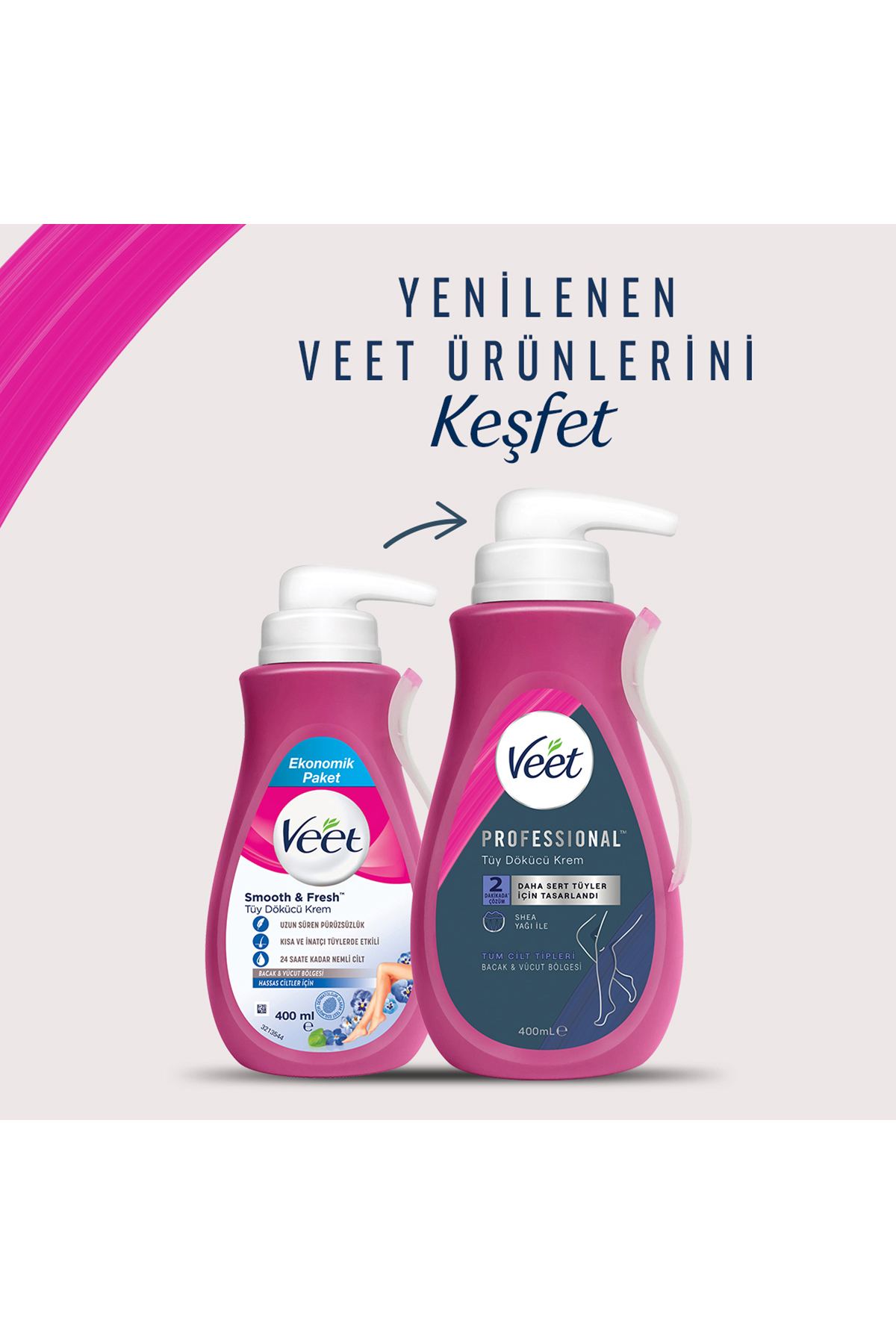 Professional Tüm Cilt Tipleri Tüy Dökücü Krem 2 x 400 ml Ekonomik Set — PKTCNTPRFSTYDK400 — تصویر 6 از 8