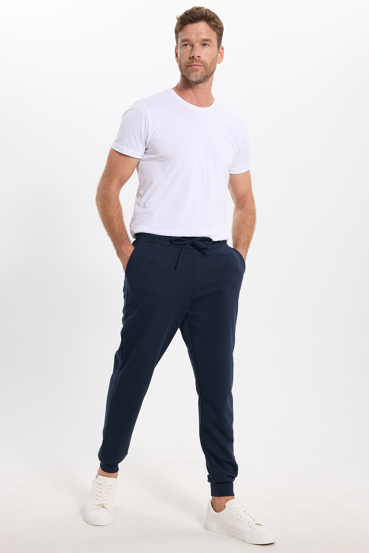 Tudors Erkek Regular Fit Klasik Kesim Beli Bağcıklı Jogger Cepli Lastikli Paça Lacivert Eşofman Altı görsel 5