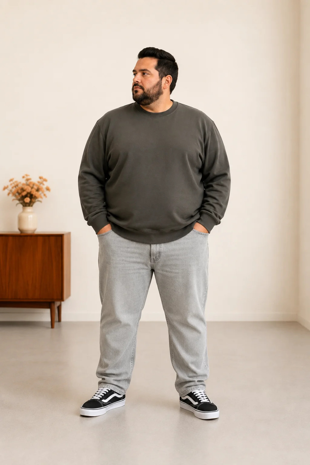 sngl tekstil Erkek Büyük Beden Oversize 3 İplik Uzun Kollu Sweatshirt 3xl-4xl-5xl-6xl-7xl-8xl-9xl
