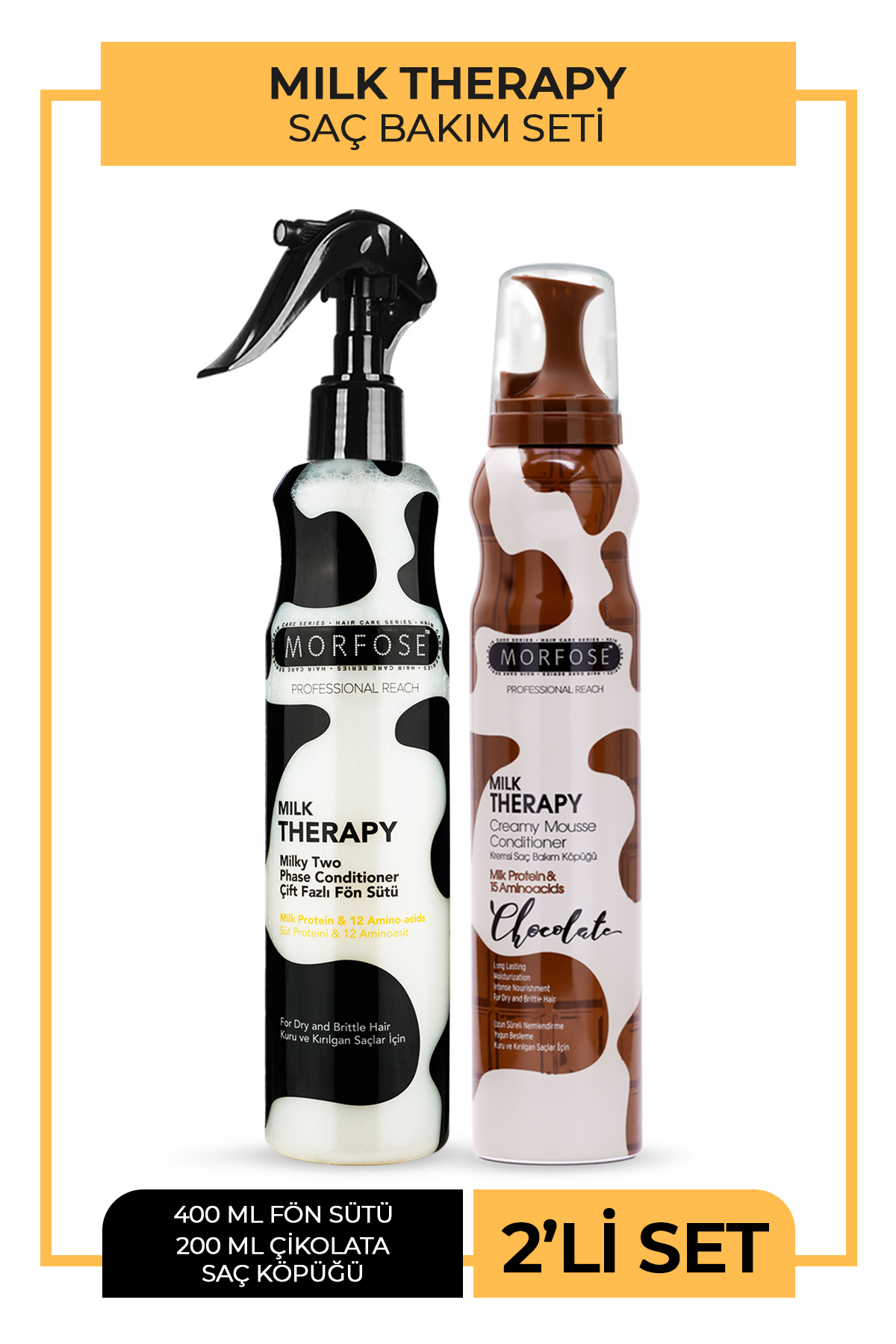 Morfose Milk Therapy Saç Köpüğü Chocolate 200 Ml+çift Fazlı Fön Suyu 400 Ml — 1100005812-6