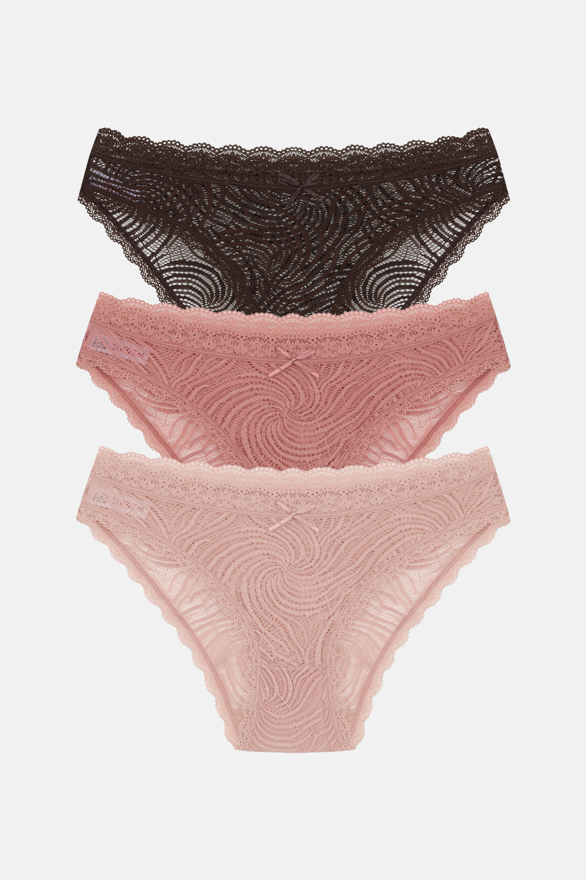 3'lü Dantelli Normal Bel Slip Külot