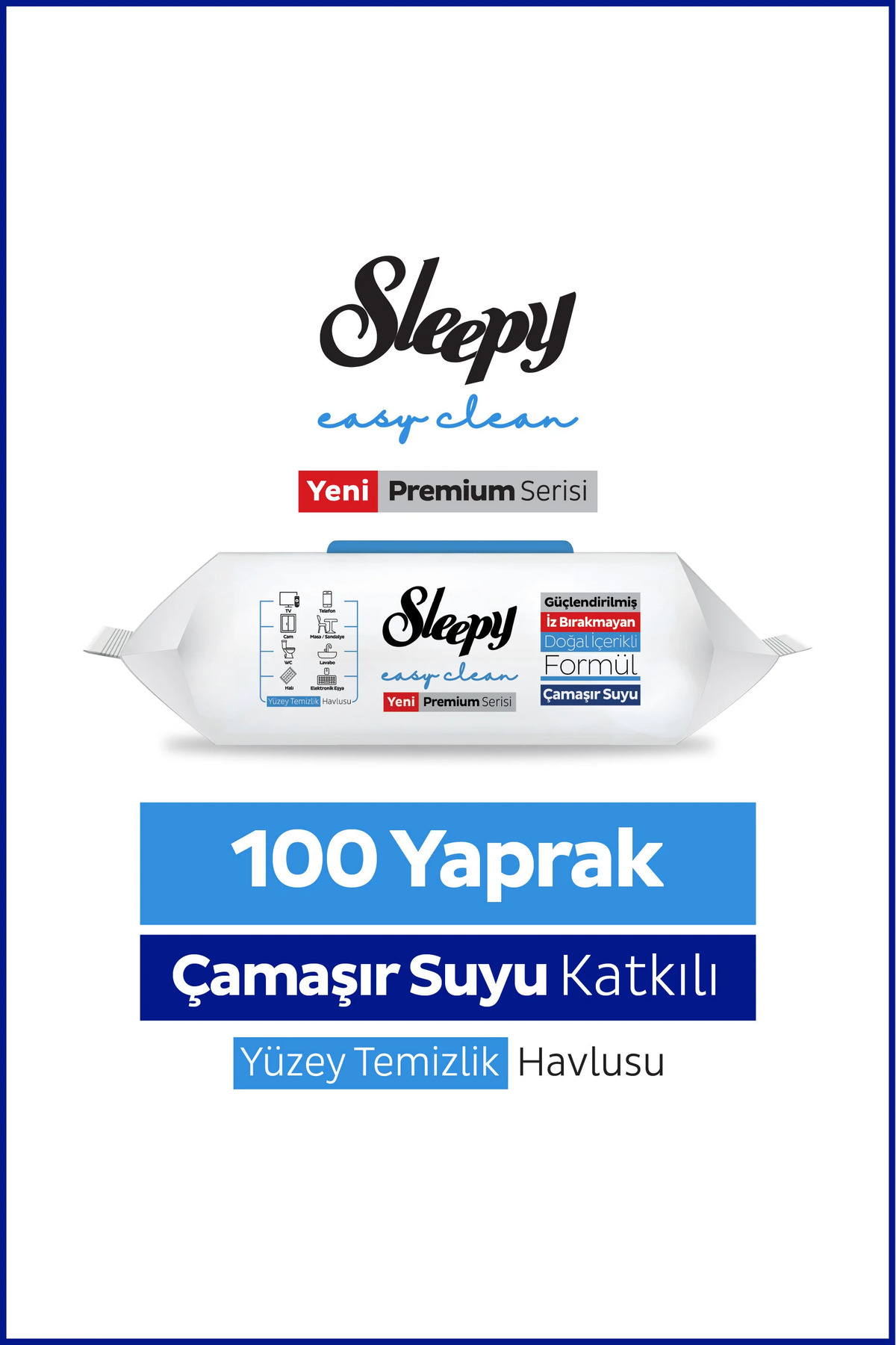 دستمال تمیزکننده سطح با افزودنی مایع سفیدکننده Easy Clean Premium - 100 برگ
