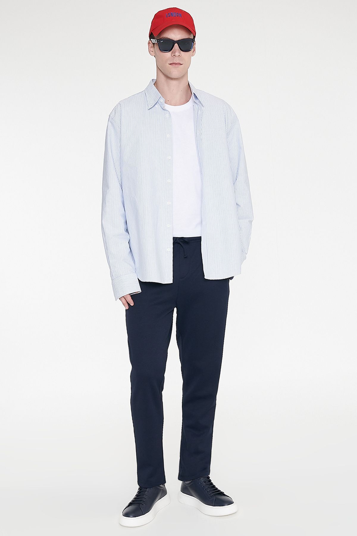AC&Co / Altınyıldız Classics Erkek Lacivert Pamuklu Esnek Beli Lastikli Diagonal Desenli Jogger Pantolon Standart Fit görsel 4
