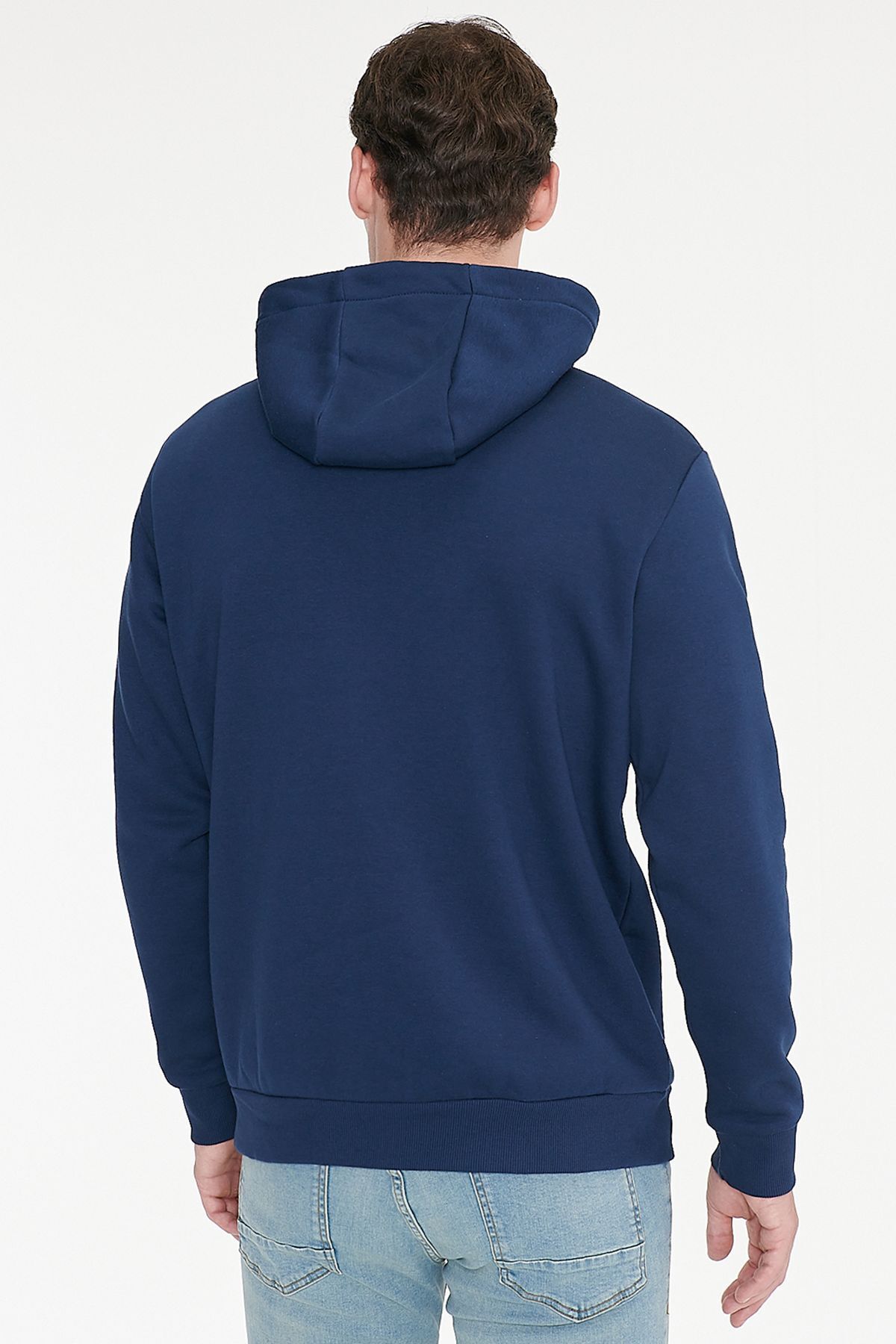 AC&Co / Altınyıldız Classics Erkek Lacivert Standart Fit Normal Kesim Içi Polarlı 3 Iplik Kapüşonlu Pamuklu Sweatshirt görsel 6