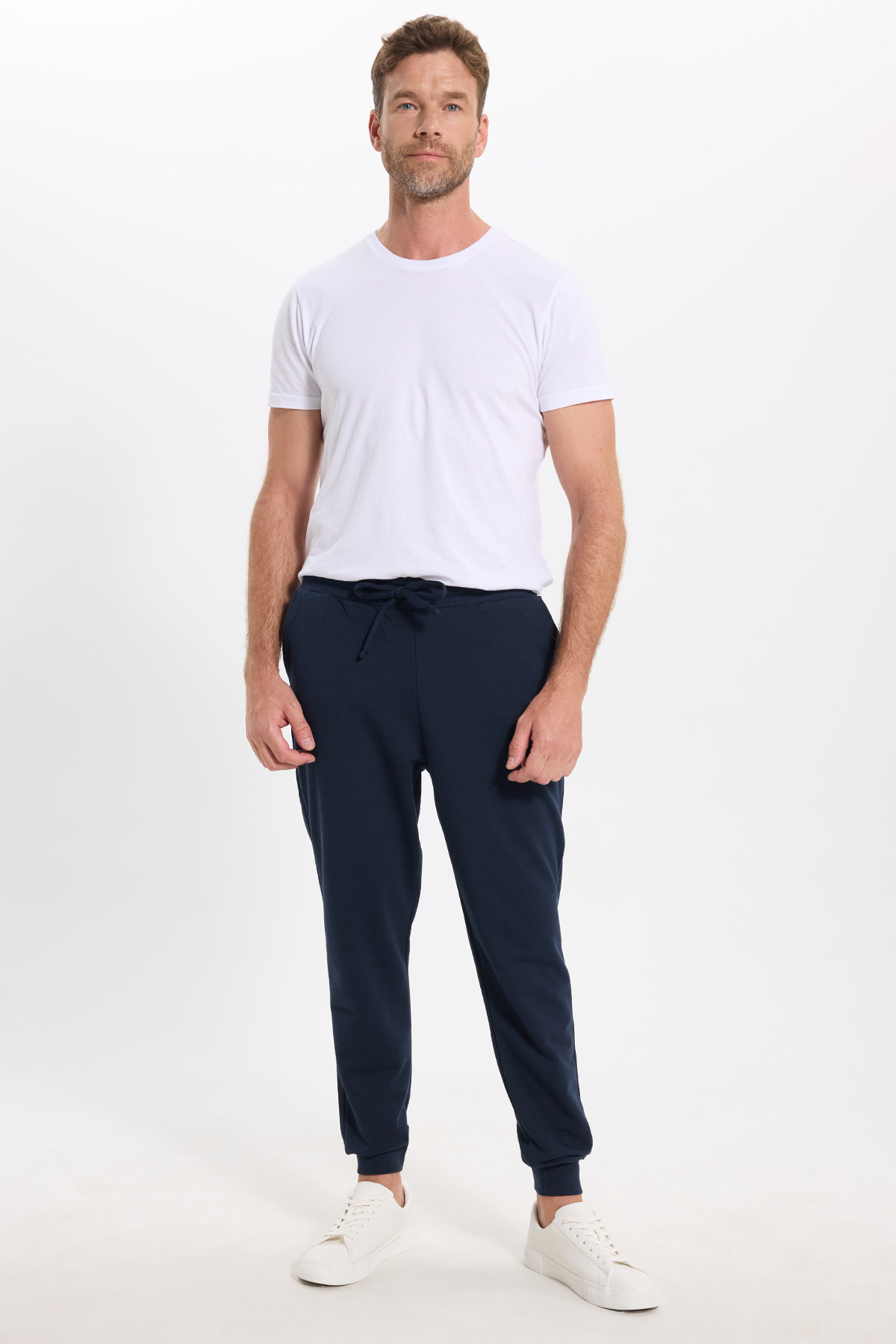 Tudors Erkek Regular Fit Klasik Kesim Beli Bağcıklı Jogger Cepli Lastikli Paça Lacivert Eşofman Altı görsel 2