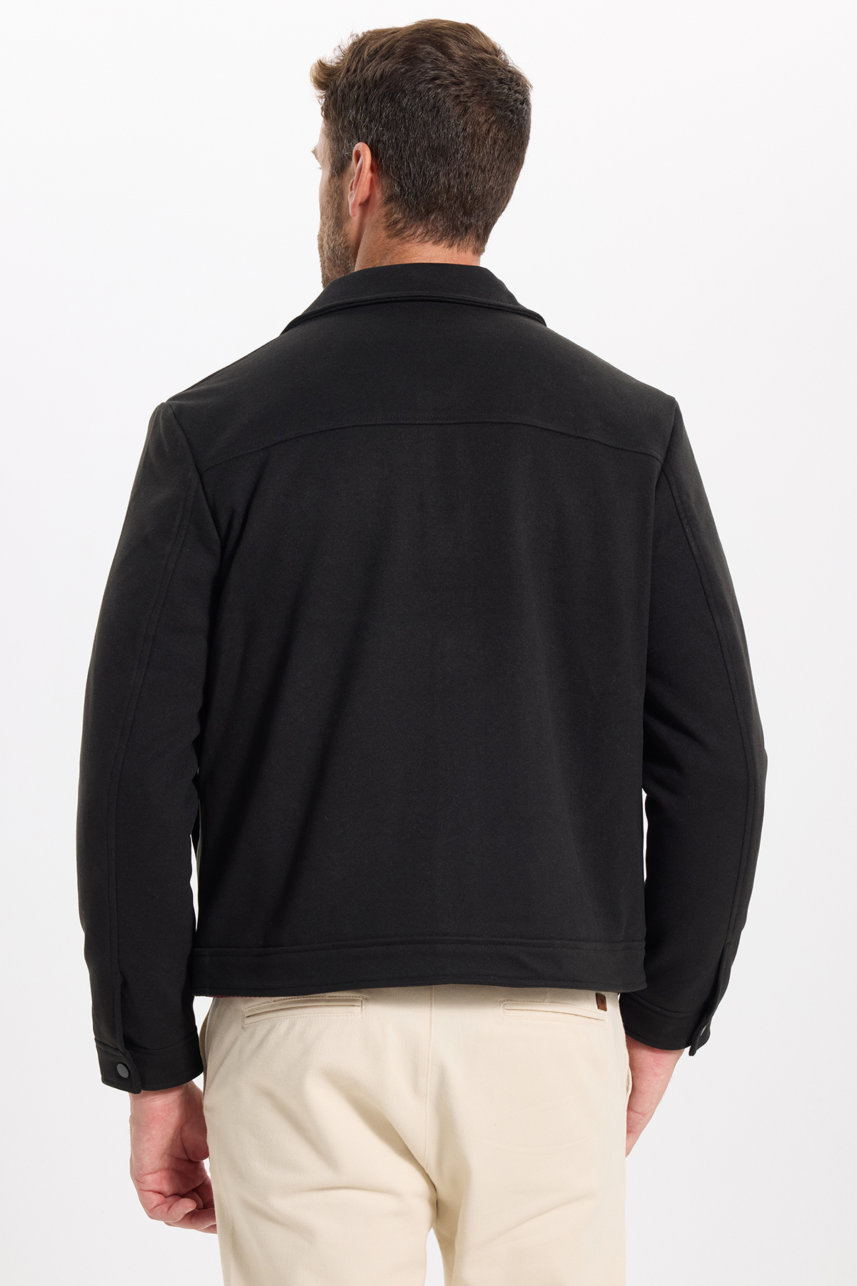 Tudors Erkek Slim Fit Dar Kesim Çift Cepli Çıtçıt Kapamalı Siyah Mont görsel 8