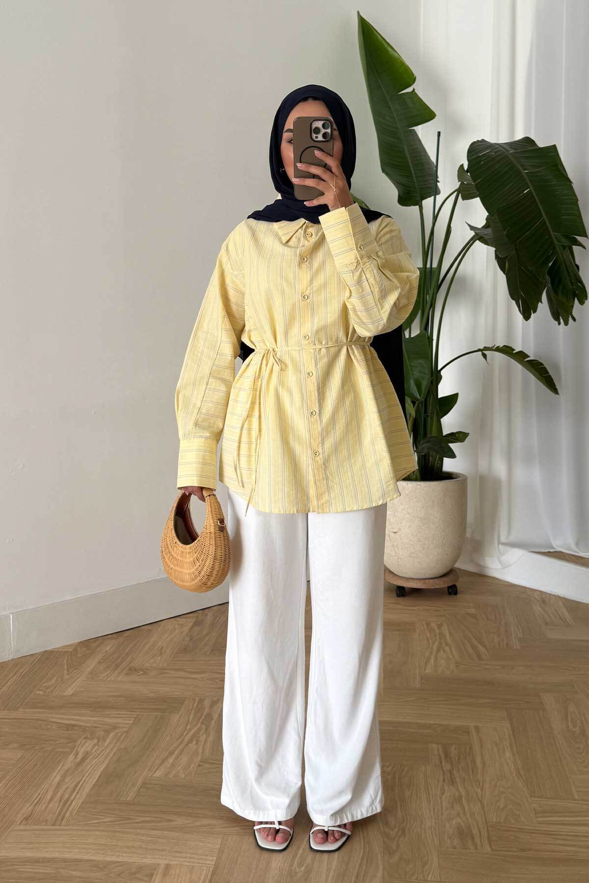 LOCCO Women's Plain and Side Line Detail Shirt Yellow