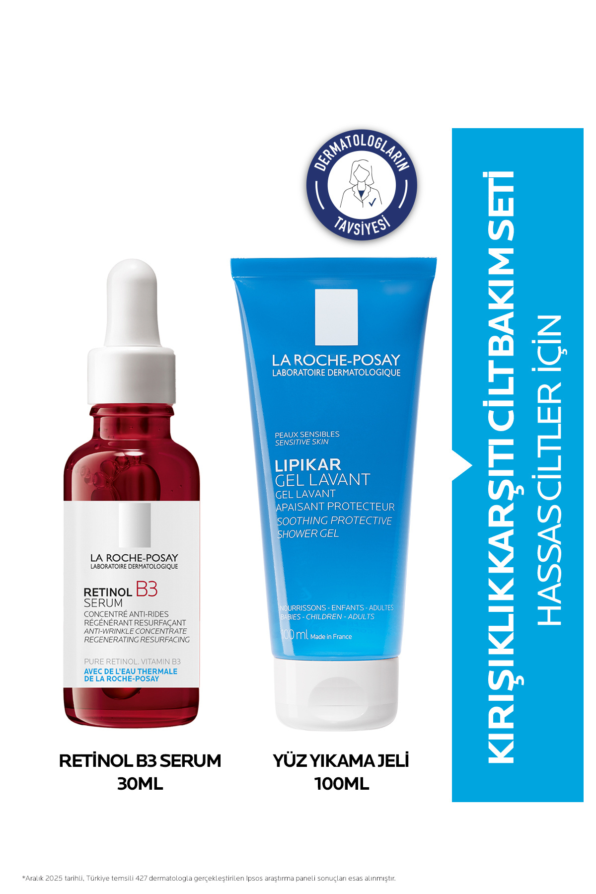 Kırışıklık Karşıtı Bakım Seti: Retinol B3 Serum 30 ml & Lipikar Yüz Yıkama Jeli 100 ml — LRP20250012