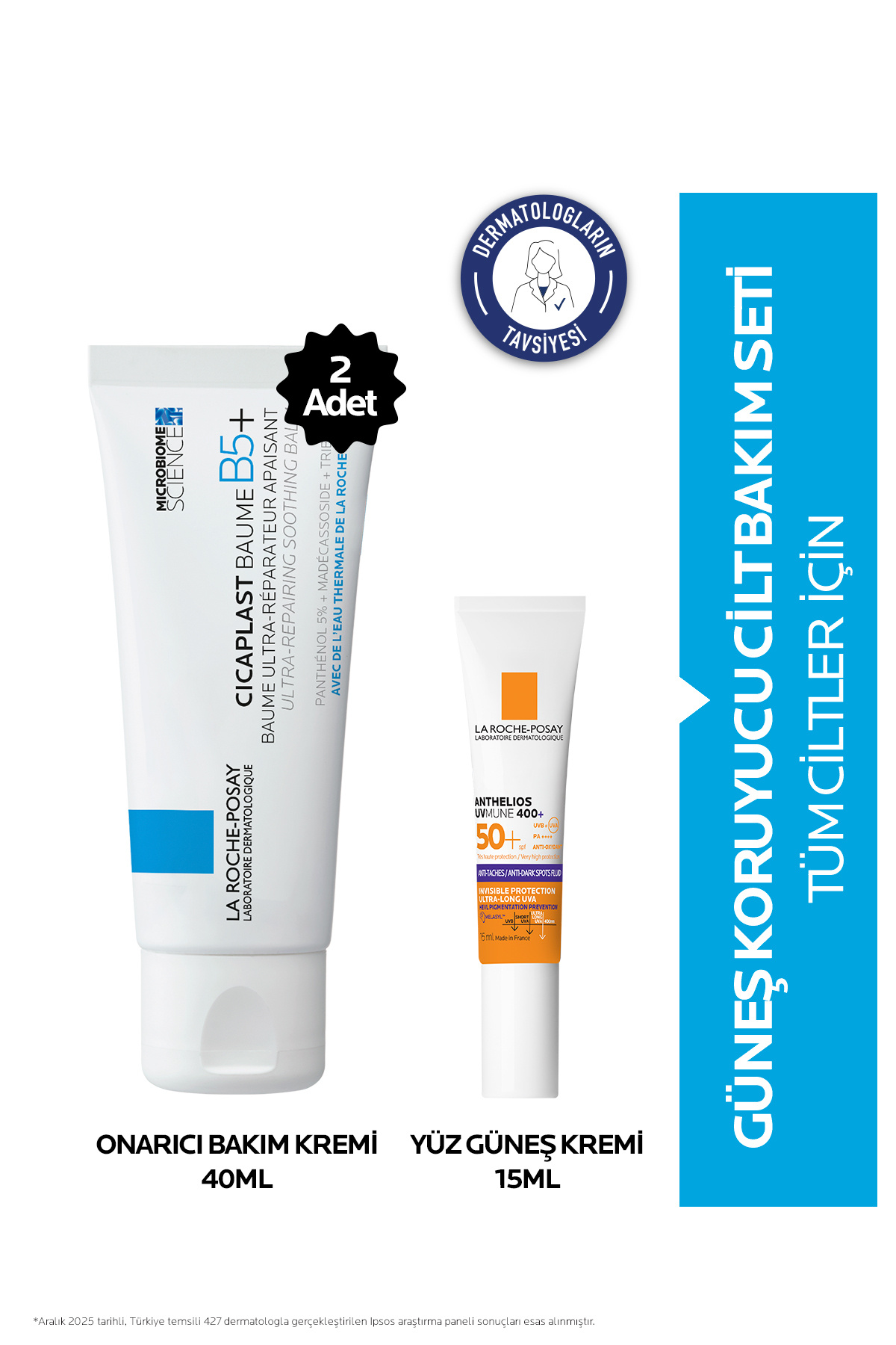 Hassas Ciltler İçin Bakım Seti: Cicaplast Baume B5+ Krem 40 ml x2 & Anthelios Yüz Güneş Kremi 15 ml — LRP20260015