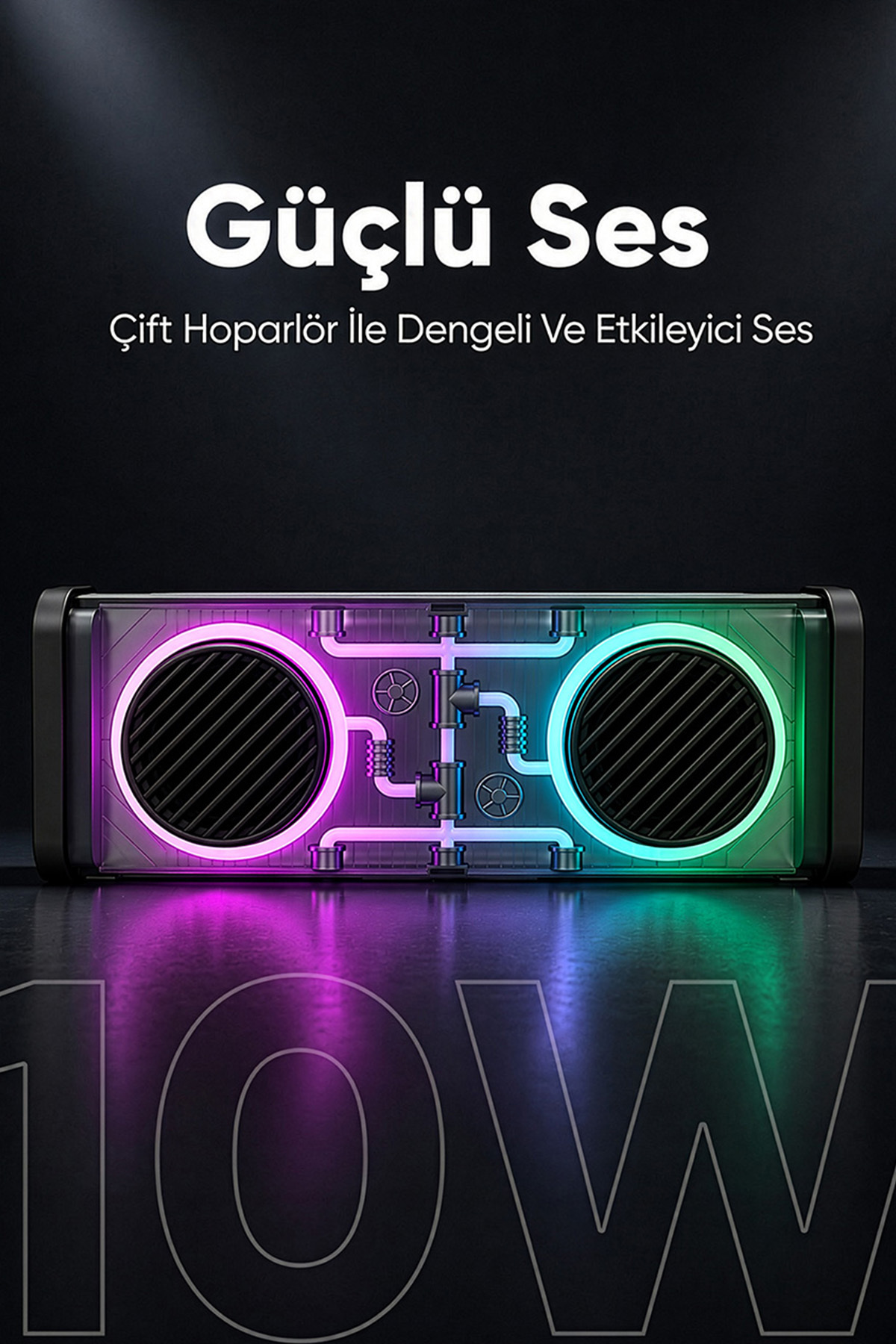 MD-56BT Siyah AUX + USB + Bluetooth Destekli 10W 1500mAh Taşınabilir Speaker 5