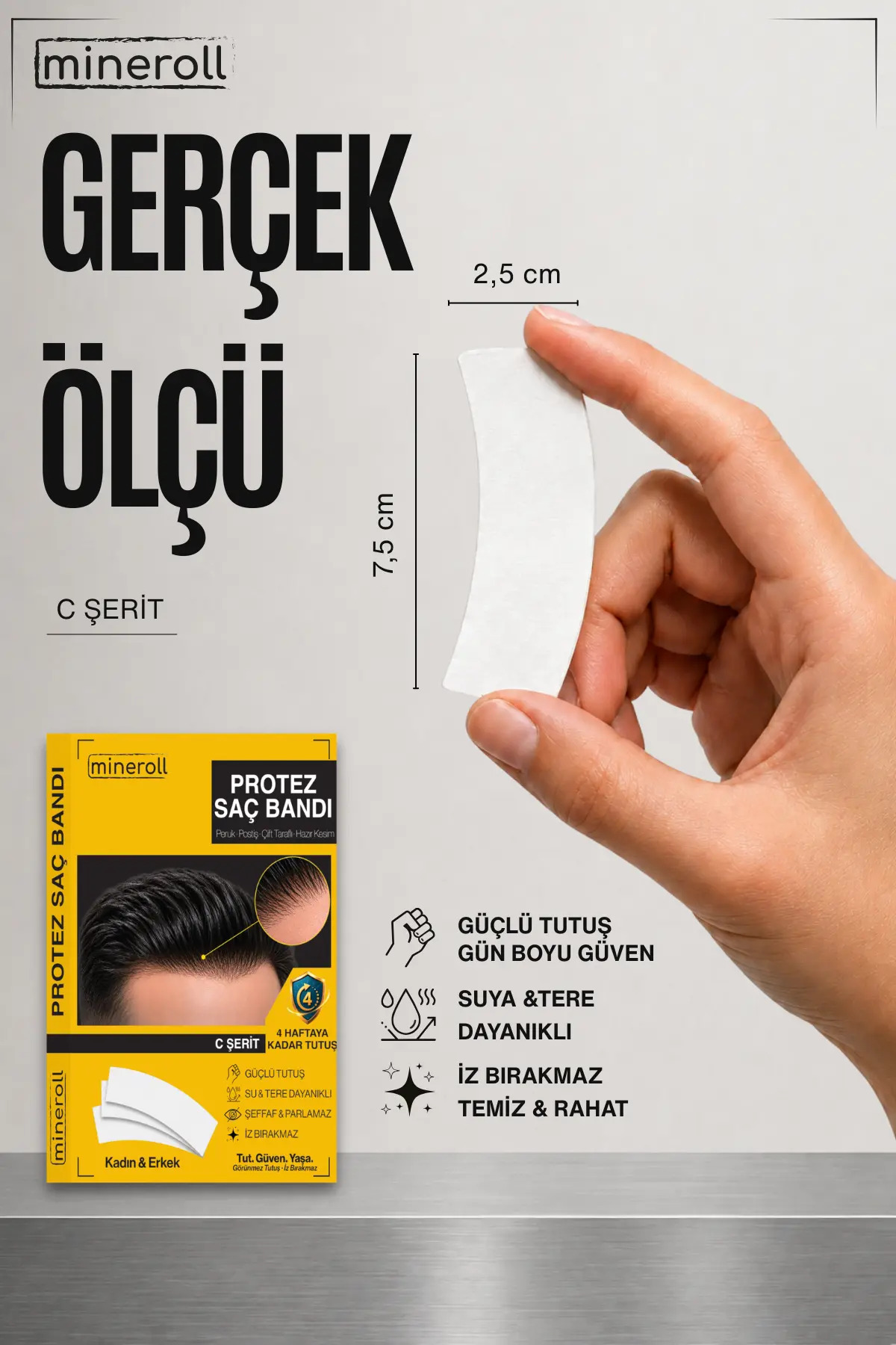 Protez Saç Bandı 36 Adet, Şeffaf Peruk & Postiş Bandı, Oval "C" Şerit — 8682169711014 — تصویر 2 از 2
