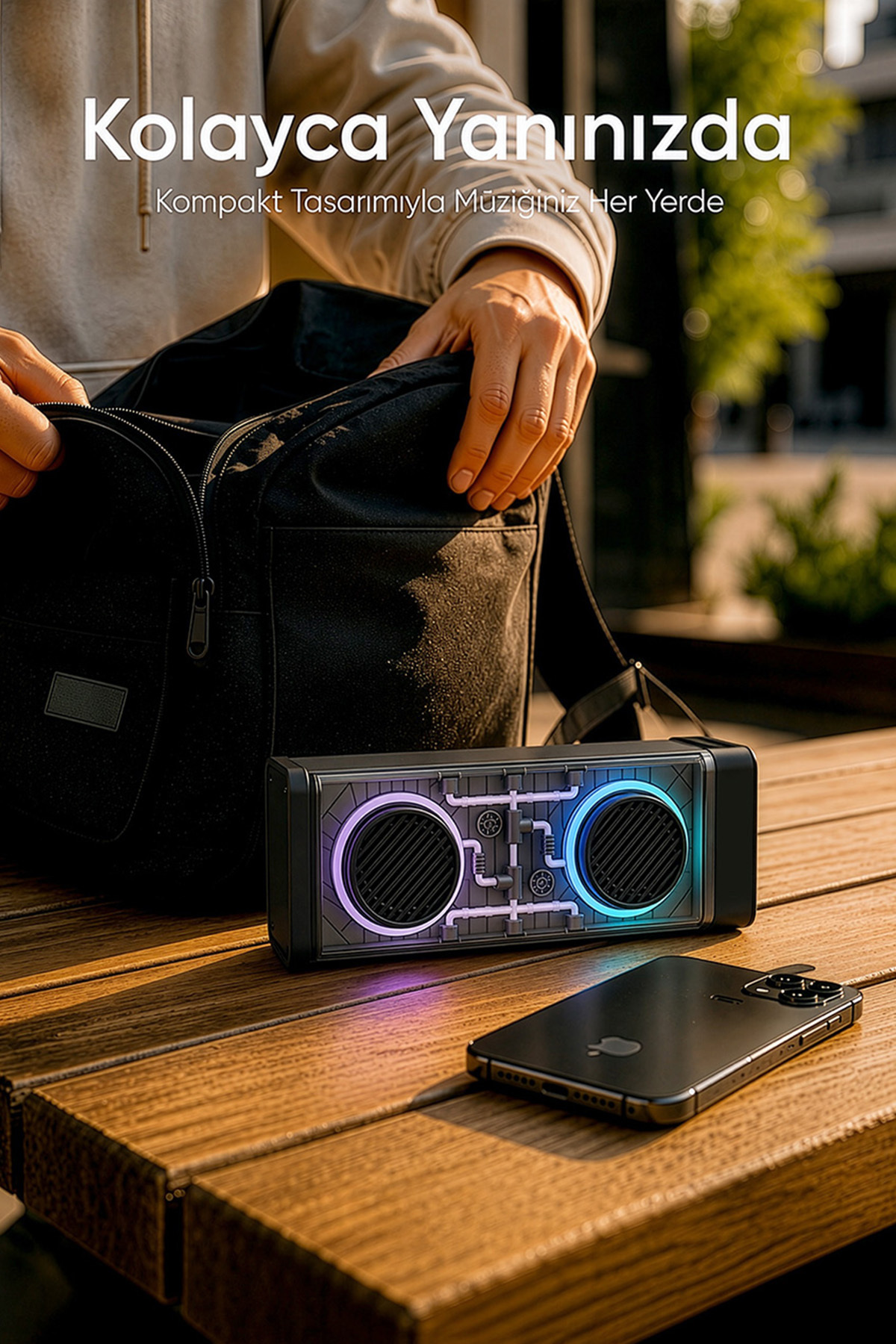MD-56BT Siyah AUX + USB + Bluetooth Destekli 10W 1500mAh Taşınabilir Speaker 7