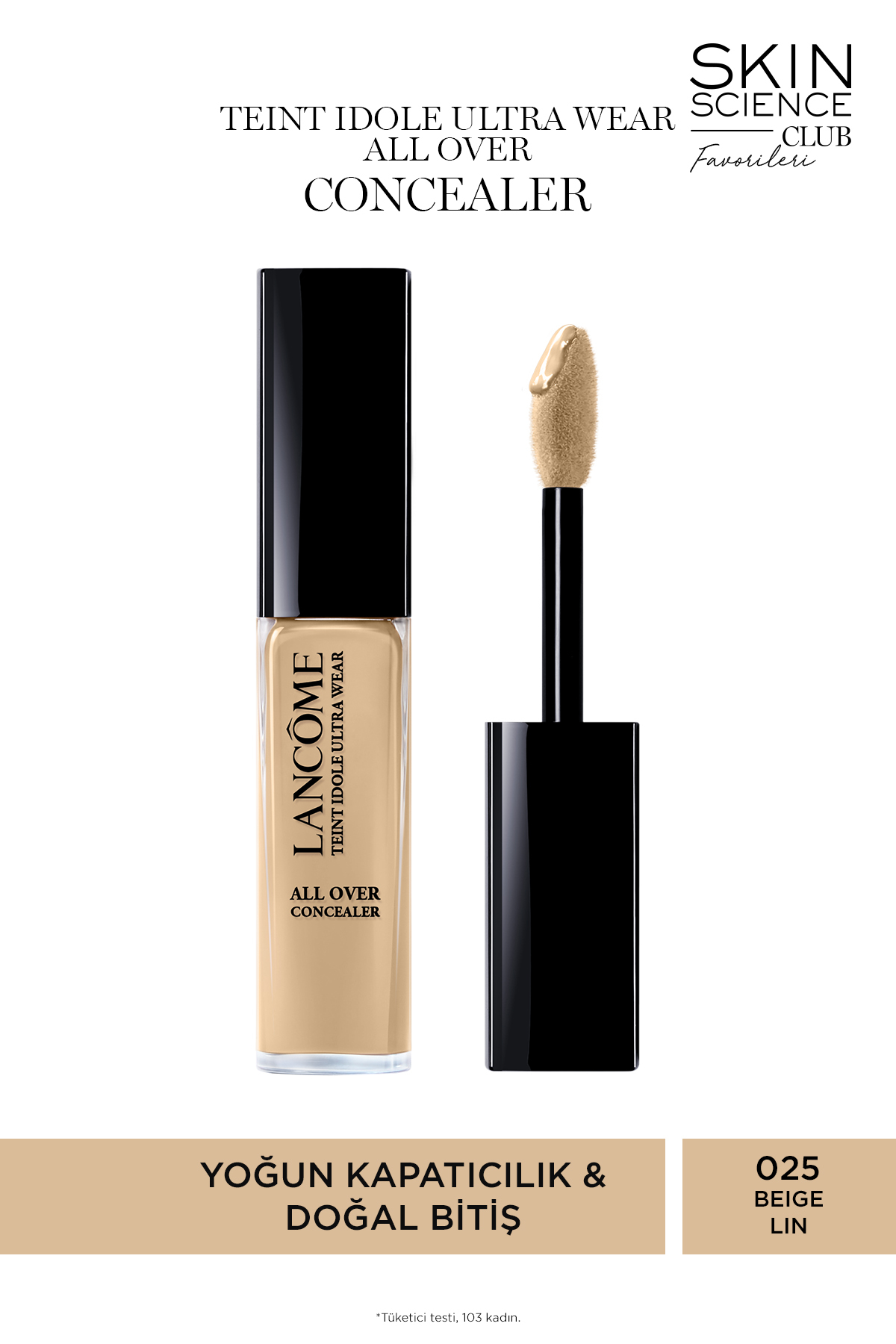 Lancome لانکوم کانسیلر ماندگار 24 ساعته Teint Idole 025 -beige Lin 3614273074537 — بژ 10400