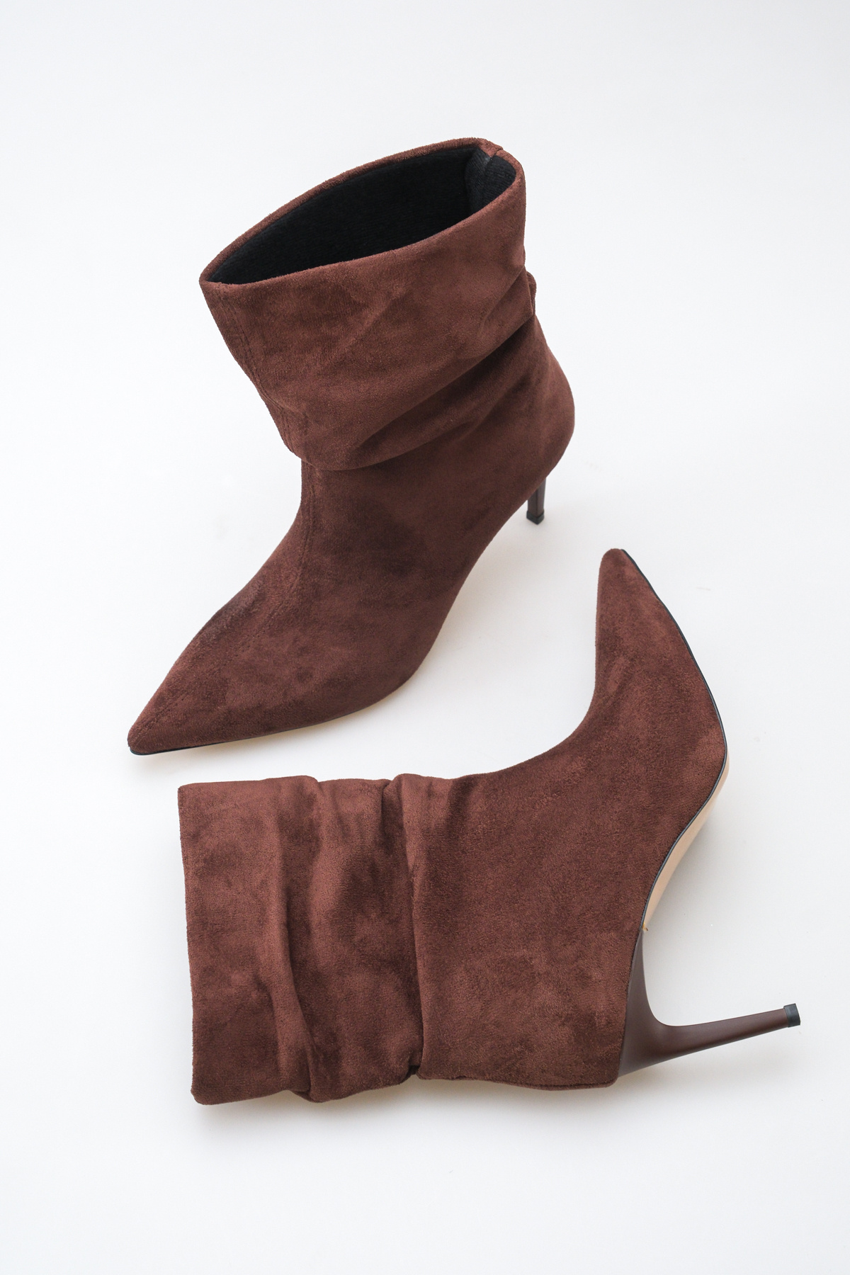 TRENDYOL SHOES Brown Suede 8 cm Women's Slouchy Boots Takaw27Bo00017