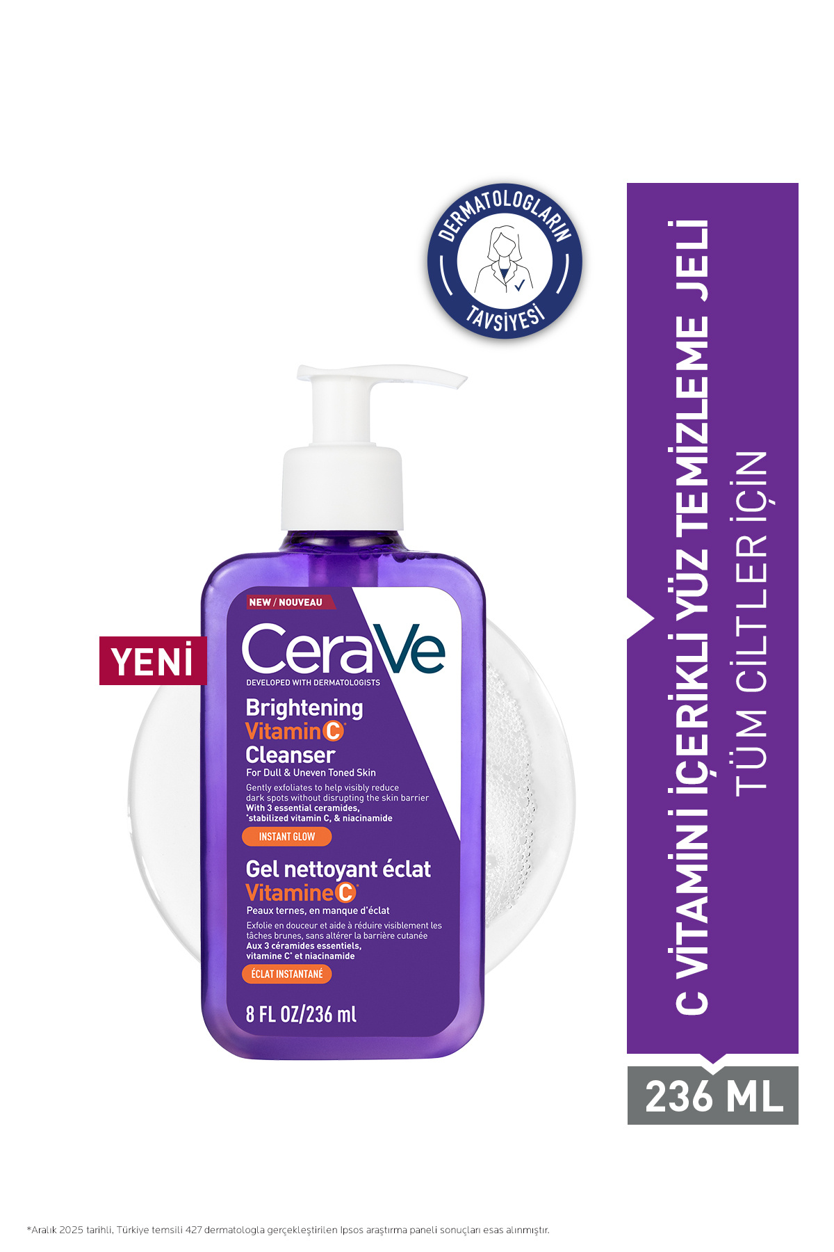 CeraVe Brightening C Vitamini İçerikli Aydınlatıcı Yüz Temizleme Jeli (Tüm Cilt Tipleri İçin) 236 ml — 3337875952804