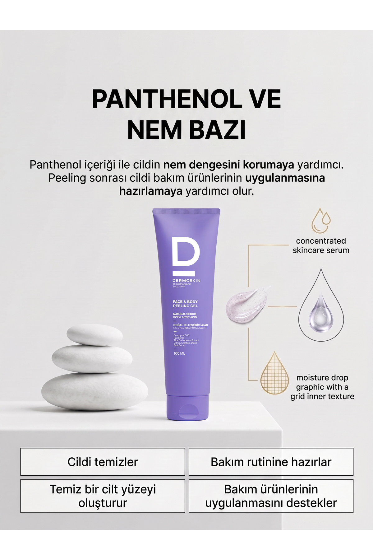 Face & Body Peeling Jel | Yüz ve Vücut Peelingi | Nemlendirici Probiyotik Cilt Bakımı | 100 ml — DER0293 — تصویر 7 از 8