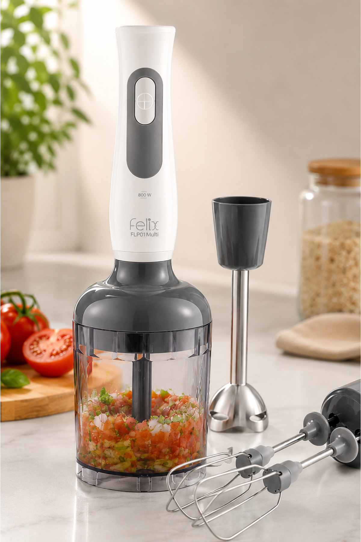 Arzum FL195 Felix Blenix Mini El Blender Seti 900 W, Çırpıcı ve Doğrayıcılı, Beyaz ürün görseli