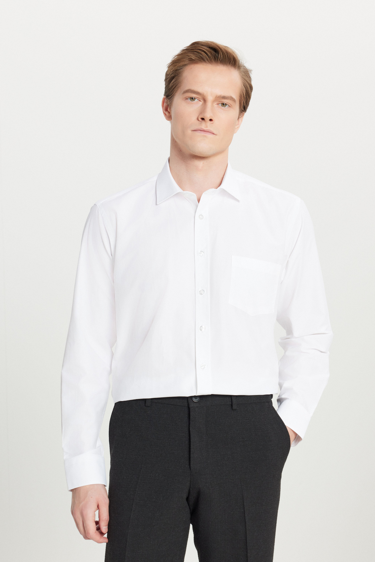 AC&Co / Altınyıldız Classics Erkek Beyaz Ütülemesi Kolay Non-Iron Comfort Fit Rahat Kesim Klasik Yaka Gömlek görsel 7