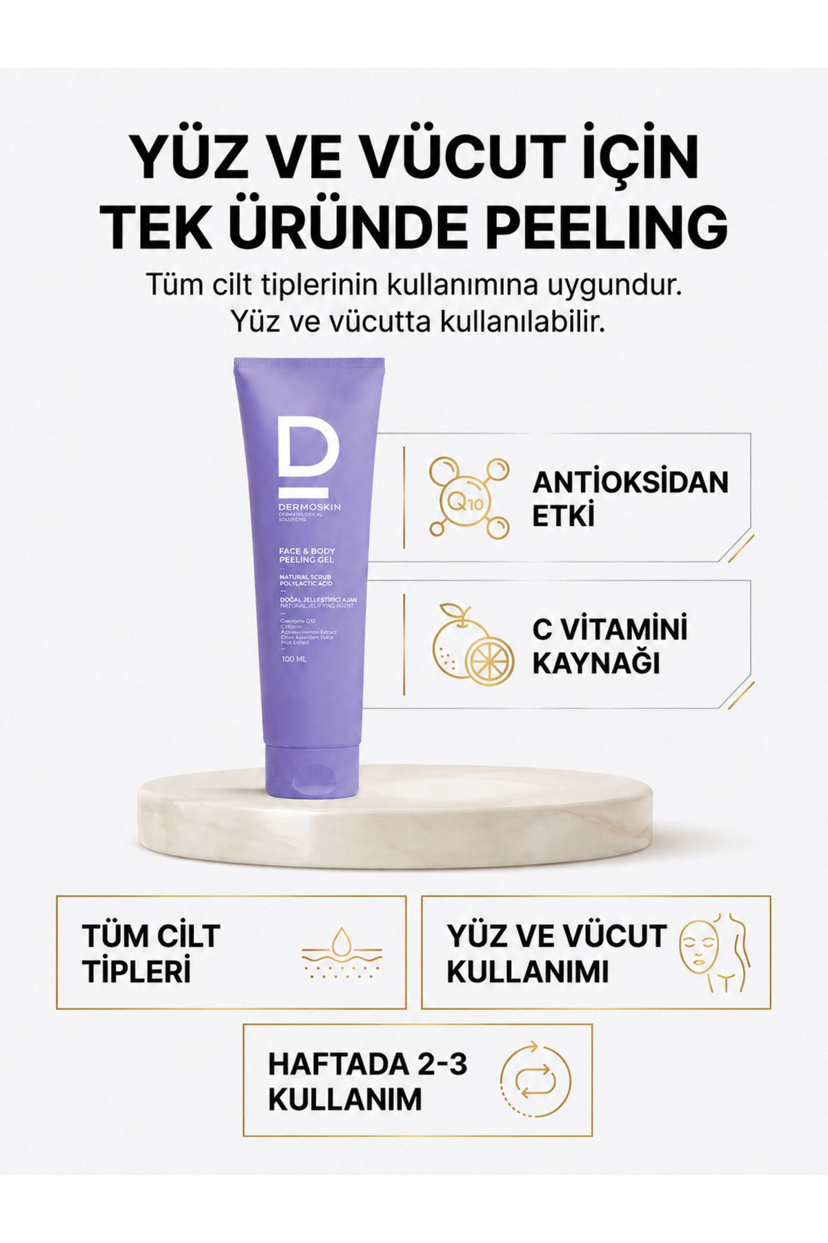 Face & Body Peeling Jel | Yüz ve Vücut Peelingi | Nemlendirici Probiyotik Cilt Bakımı | 100 ml — DER0293 — تصویر 8 از 8