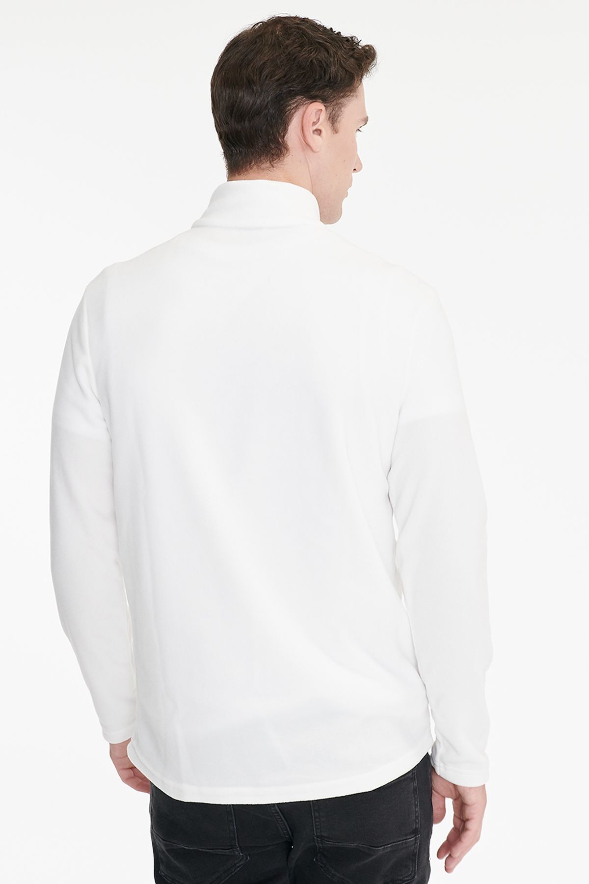 AC&Co / Altınyıldız Classics Erkek Beyaz Anti-pilling Tüylenme Yapmayan Standart Fit Dik Yaka Soğuk Geçirmez Polar Sweatshirt görsel 6