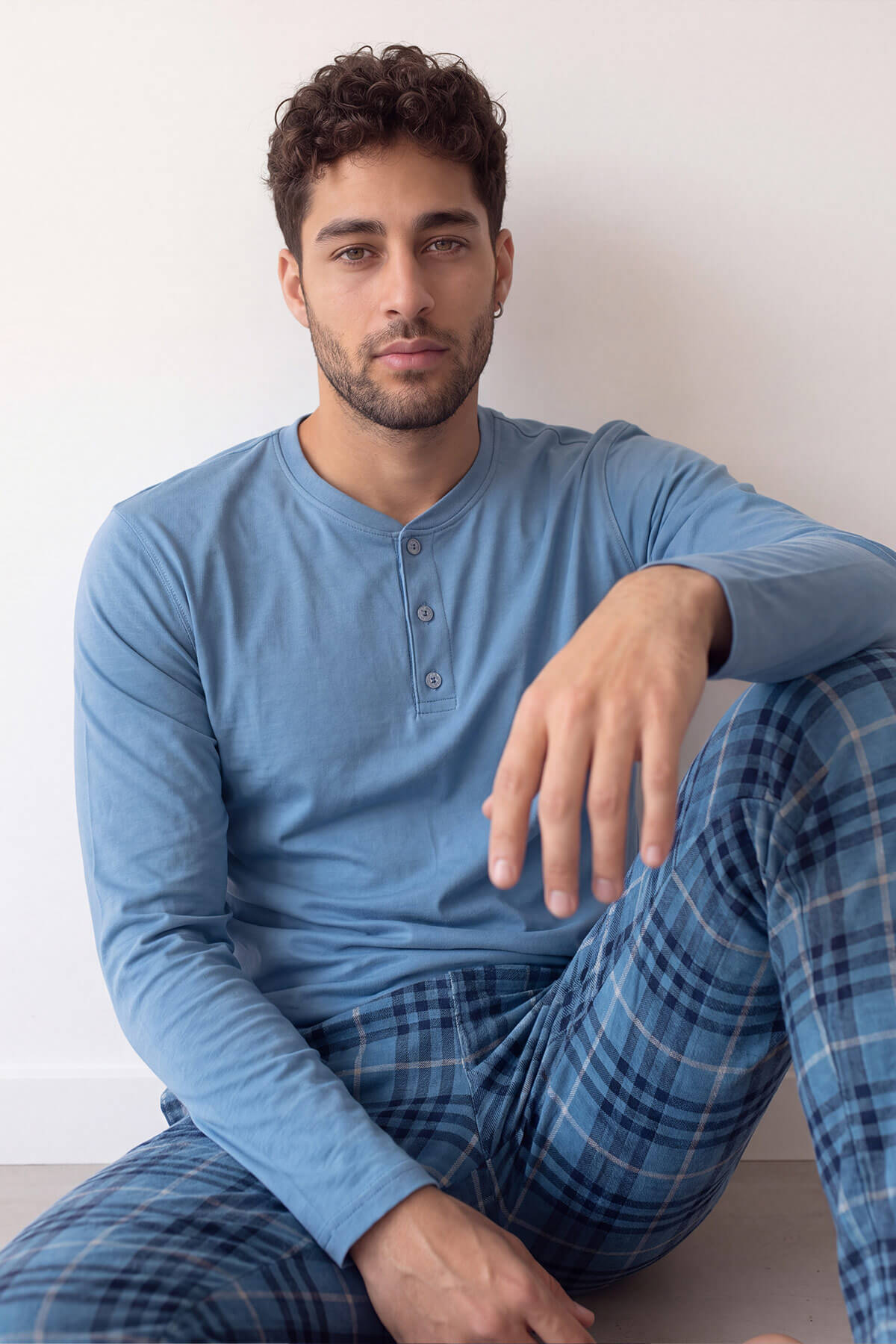 Pijamaevi Blue Stylish Erkek Uzun Kol Pijama Takımı