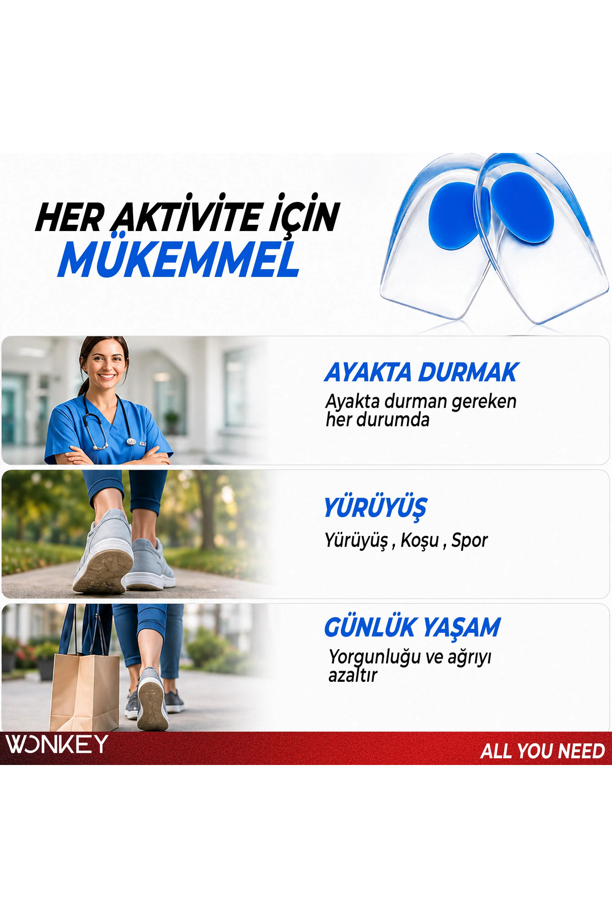 Silikon Topukluk – Jel Topuk Desteği, Topuk Dikeni ve Plantar Fasiit İçin Şok Emici Topuk Koruyucu, Kadın ve Erkek Ayakkabı Topuk Yastığı | 1 Çift 6